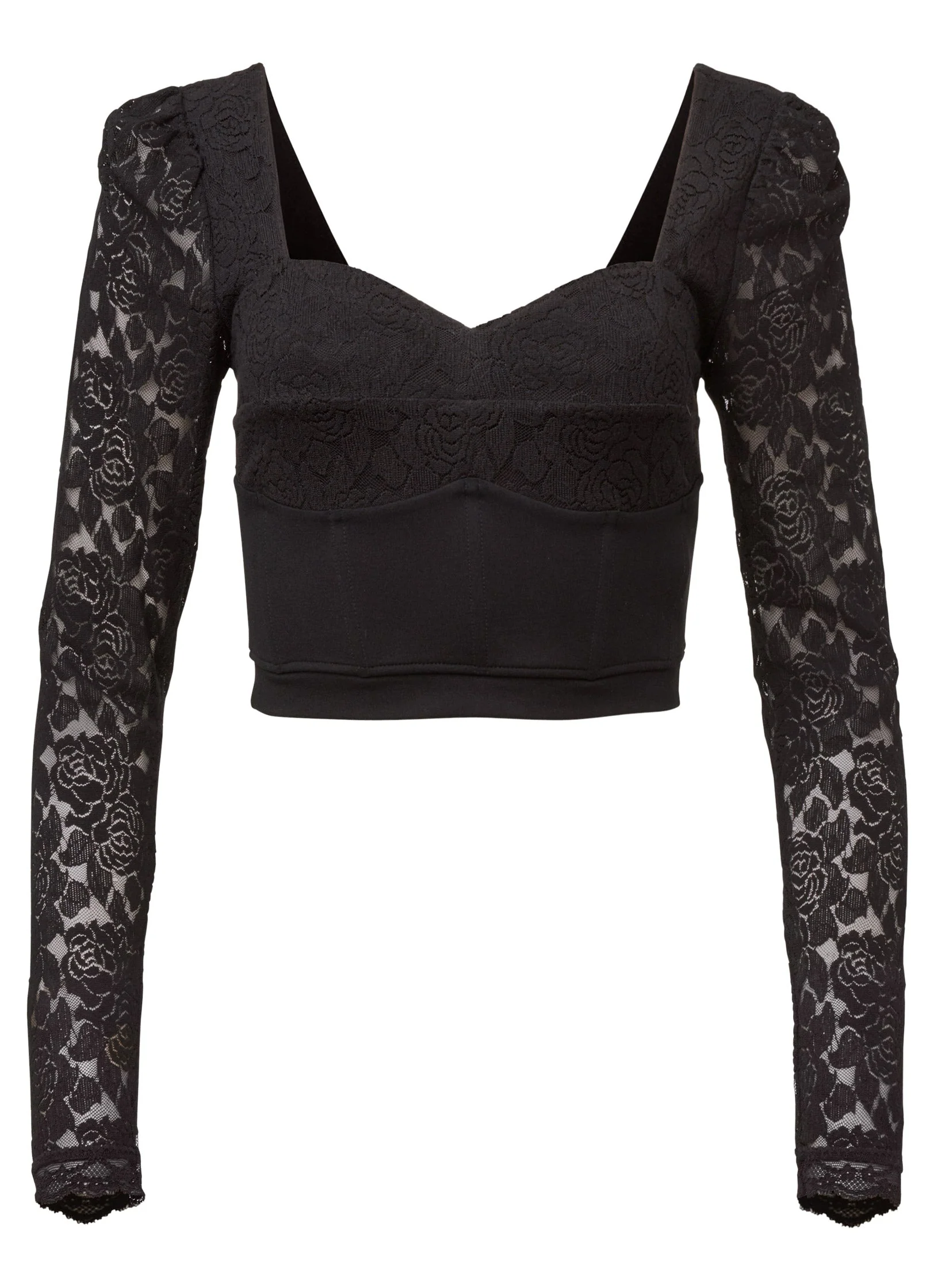 Lace Detail Top - Black - Image 5