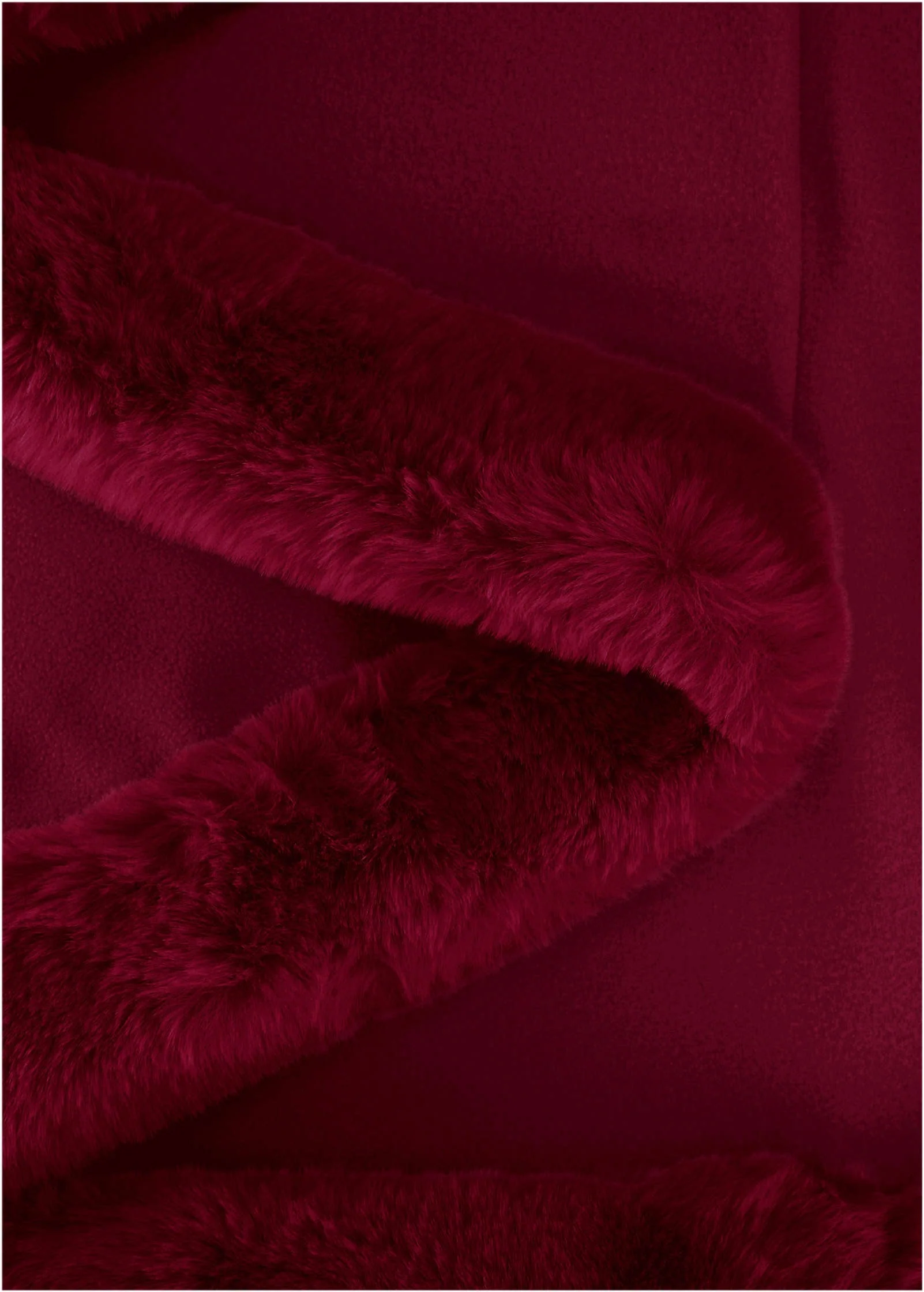 Fur Trim Wrap Shawl - Red - Image 5