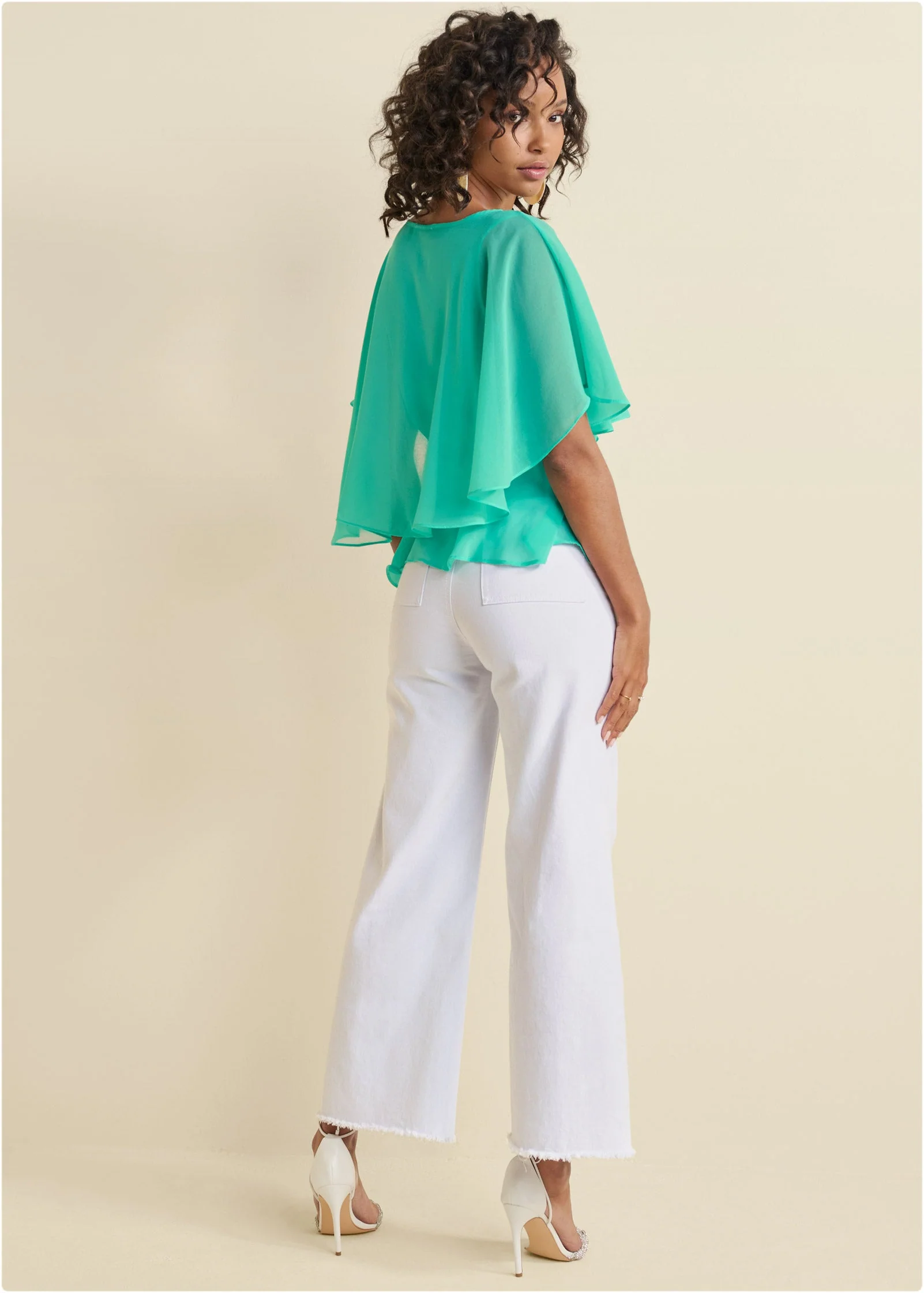 Wrap Chiffon Top - Turquoise - Image 3