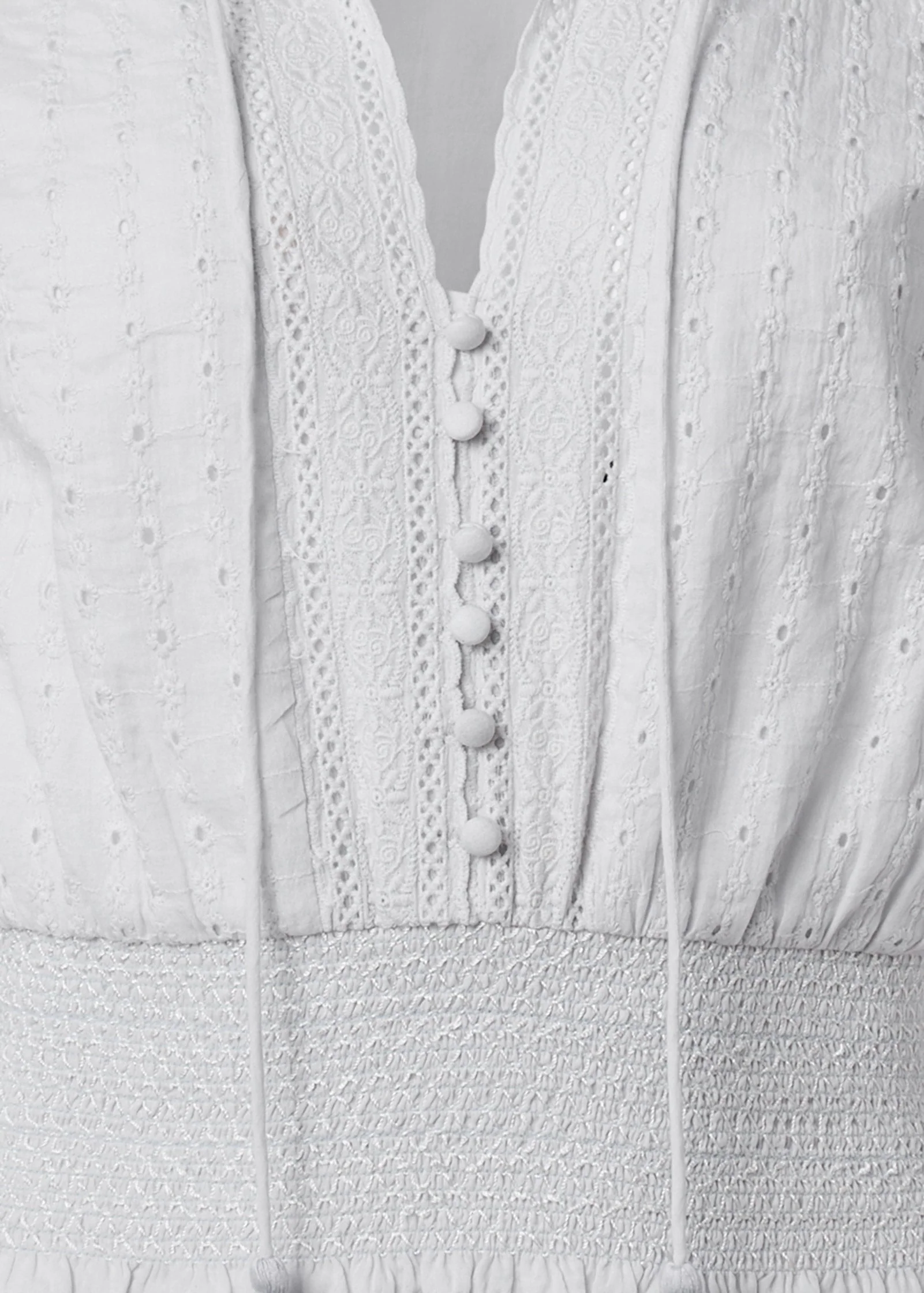 Eyelet Flutter Sleeve Top - Cloud Dancer - Image 7