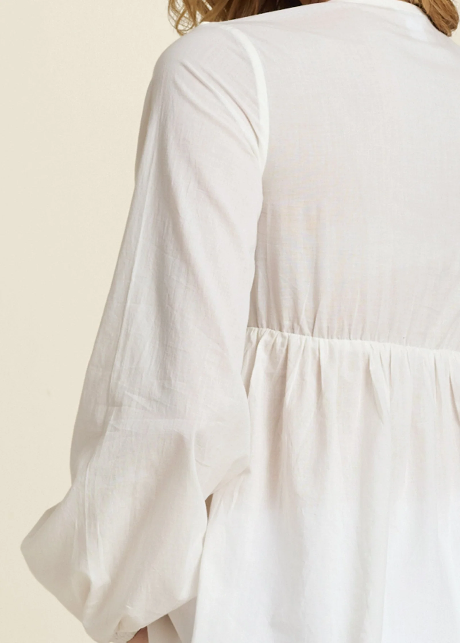 Macrame Babydoll V-Neck Top - Off White - Image 5
