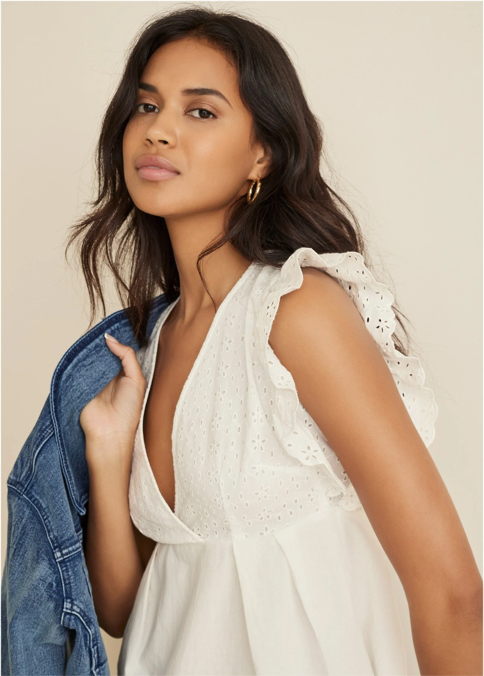 Eyelet Ruffle Tank - Cloud Dancer - Image 3