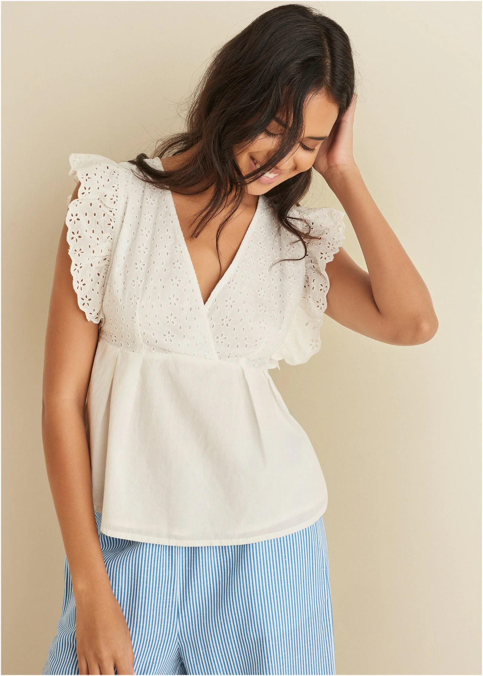 Eyelet Ruffle Tank - Cloud Dancer - Image 5