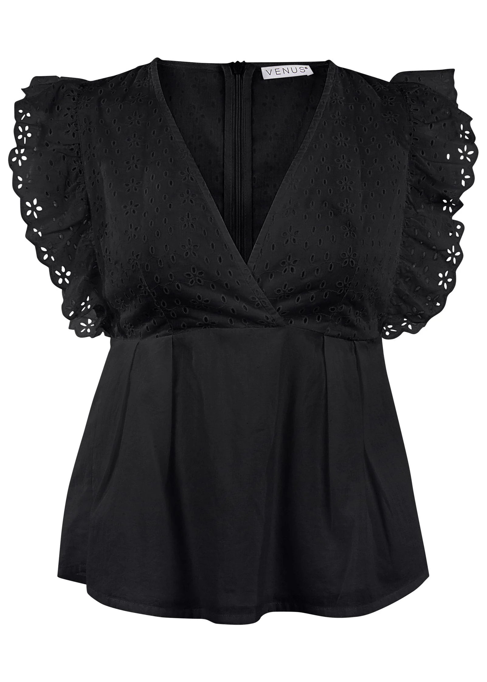 Eyelet Ruffle Tank - Jet Black - Image 4
