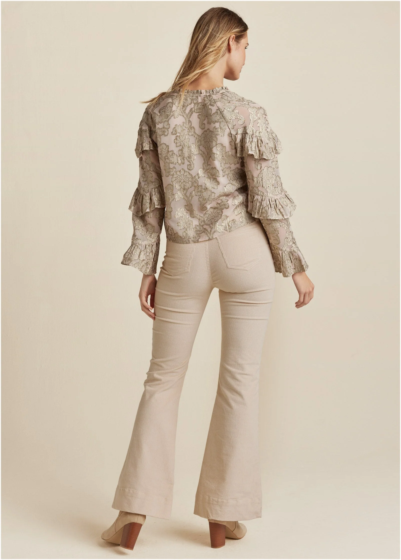 Shimmer Tiered Sleeve Top - Blush - Image 3