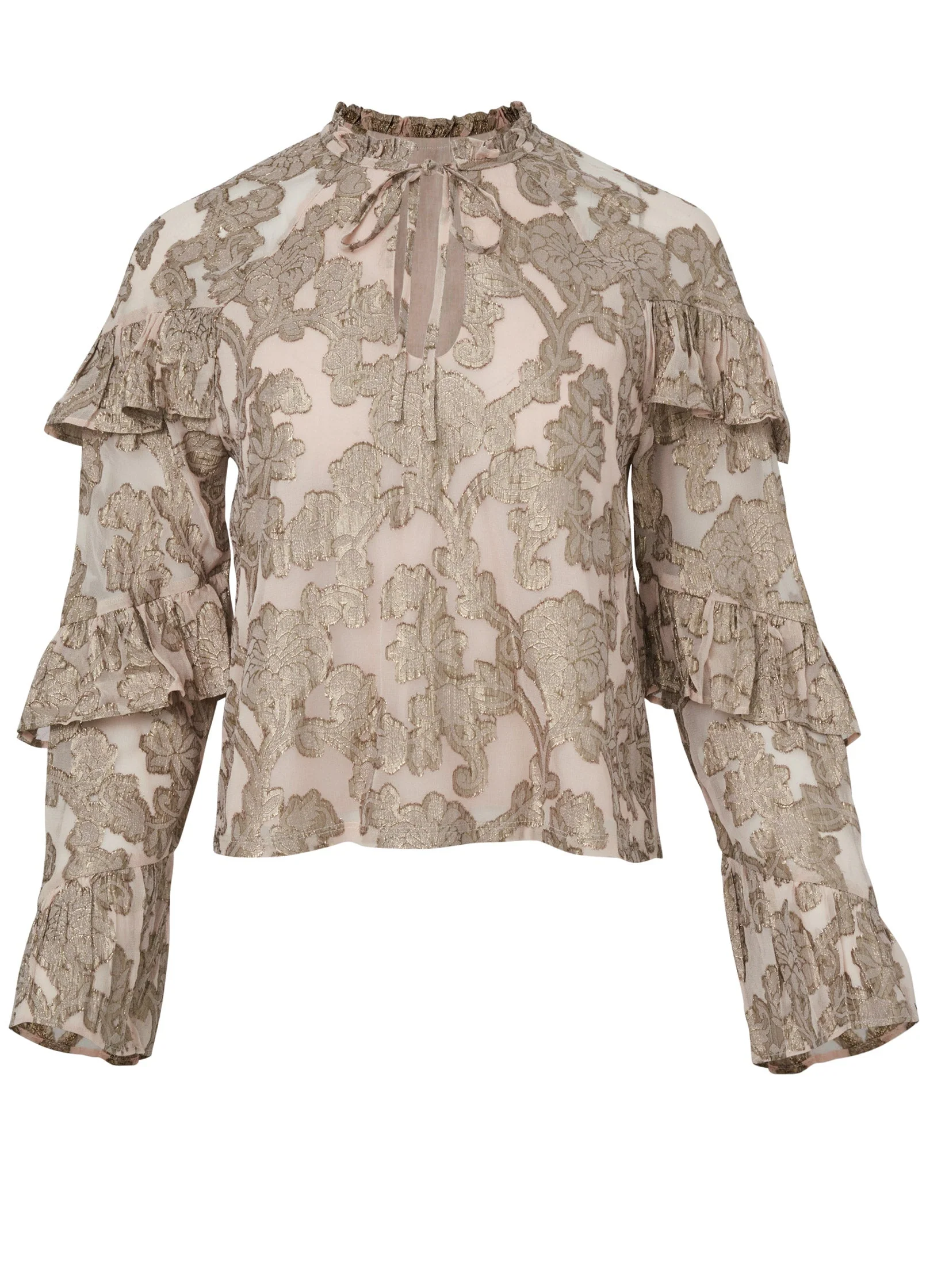 Shimmer Tiered Sleeve Top - Blush - Image 4