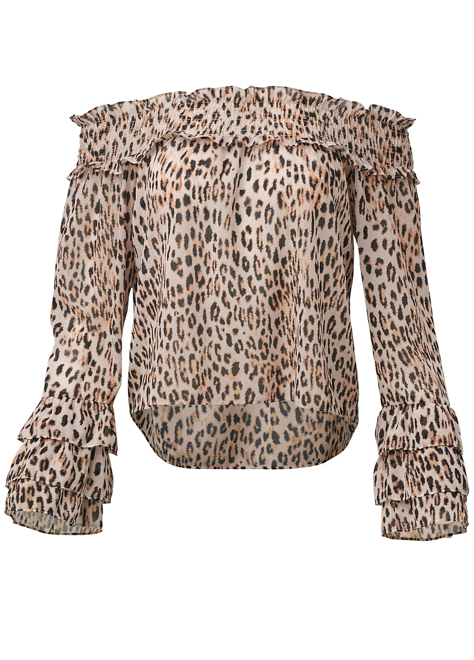 Printed Off-The-Shoulder Top - Brown & Black - Image 5