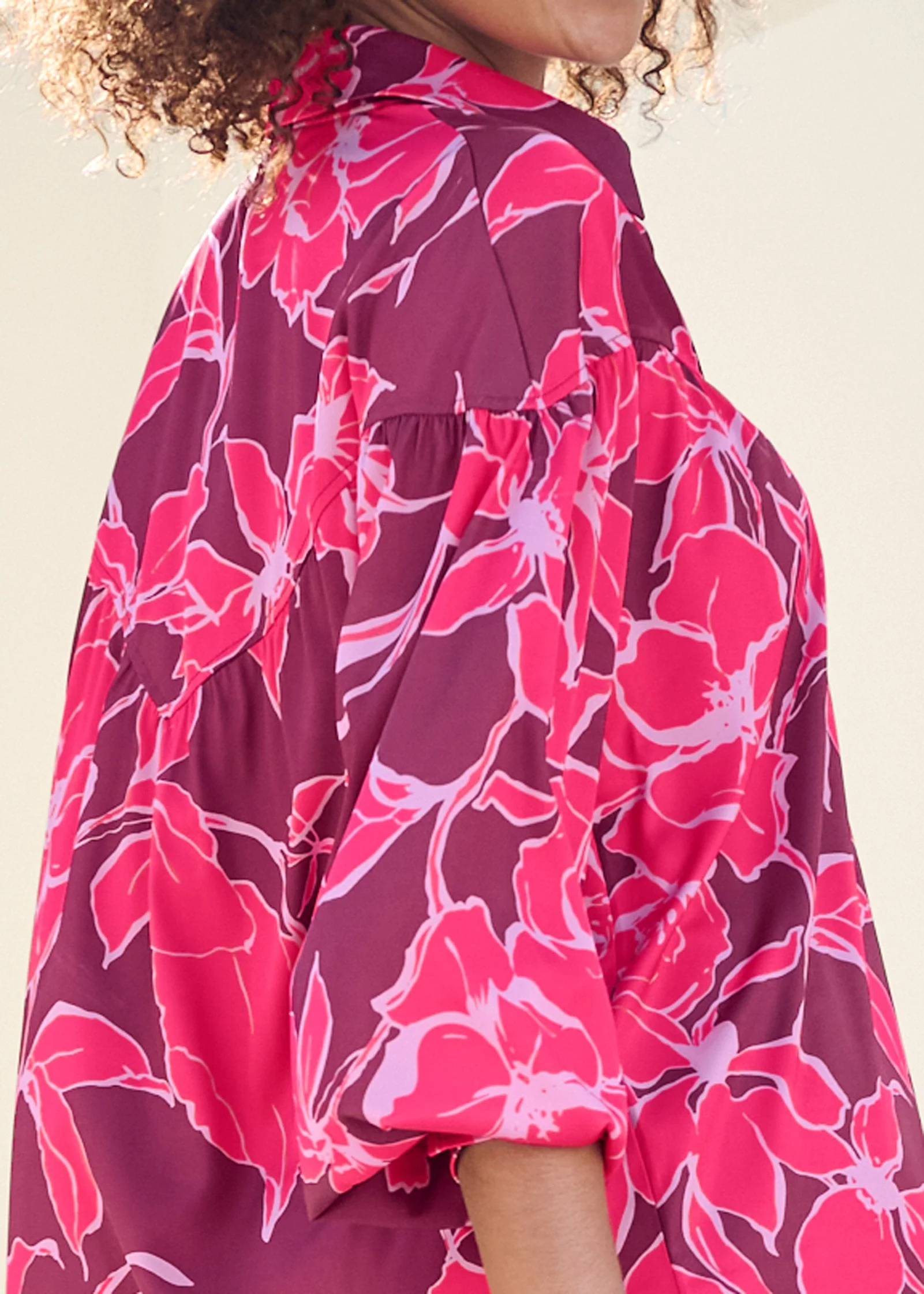 Satin Long Sleeve Blouse - Pink Multi - Image 5