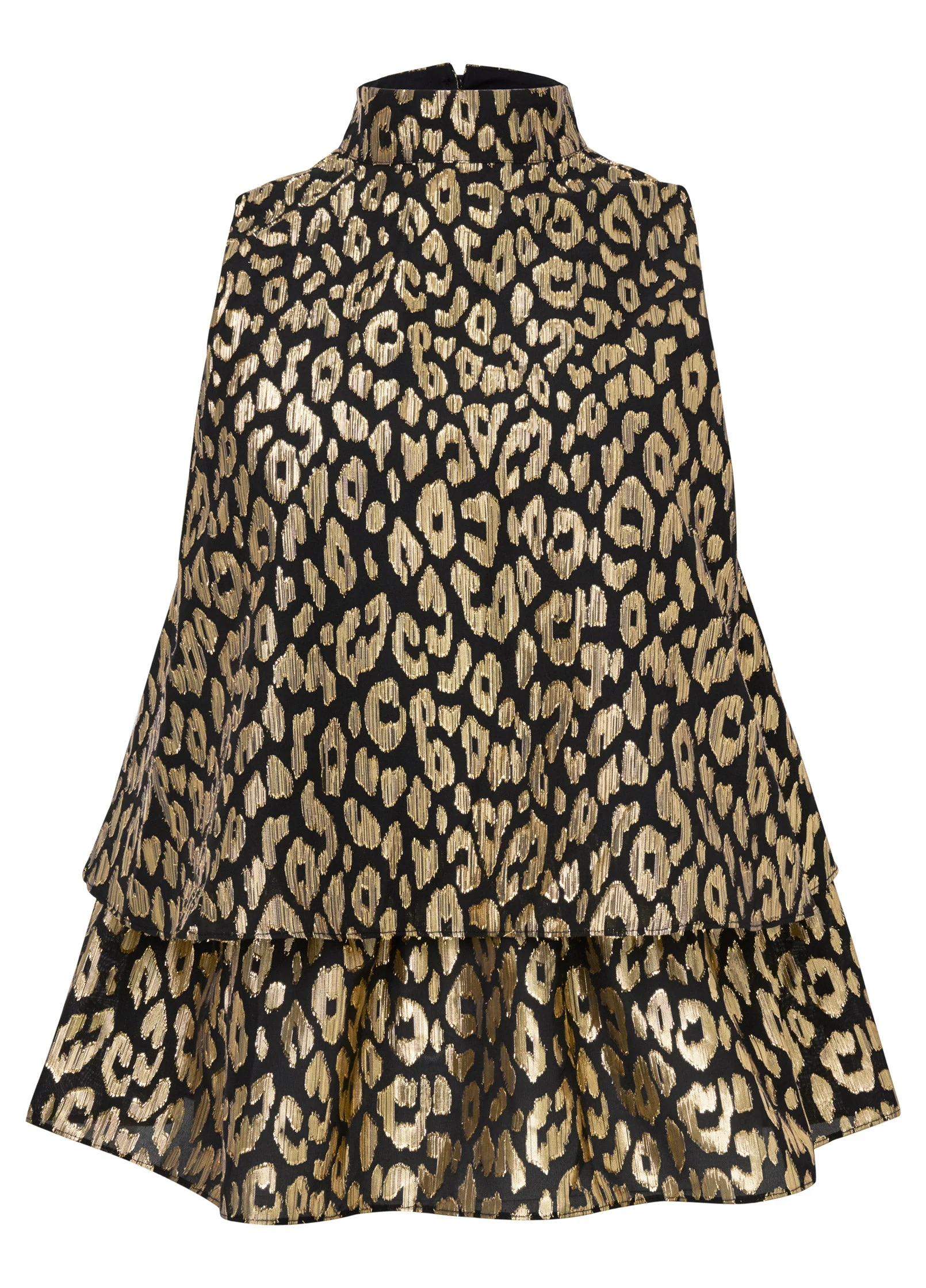 Tiered Hem Mock Neck Top - Black Multi - Image 4