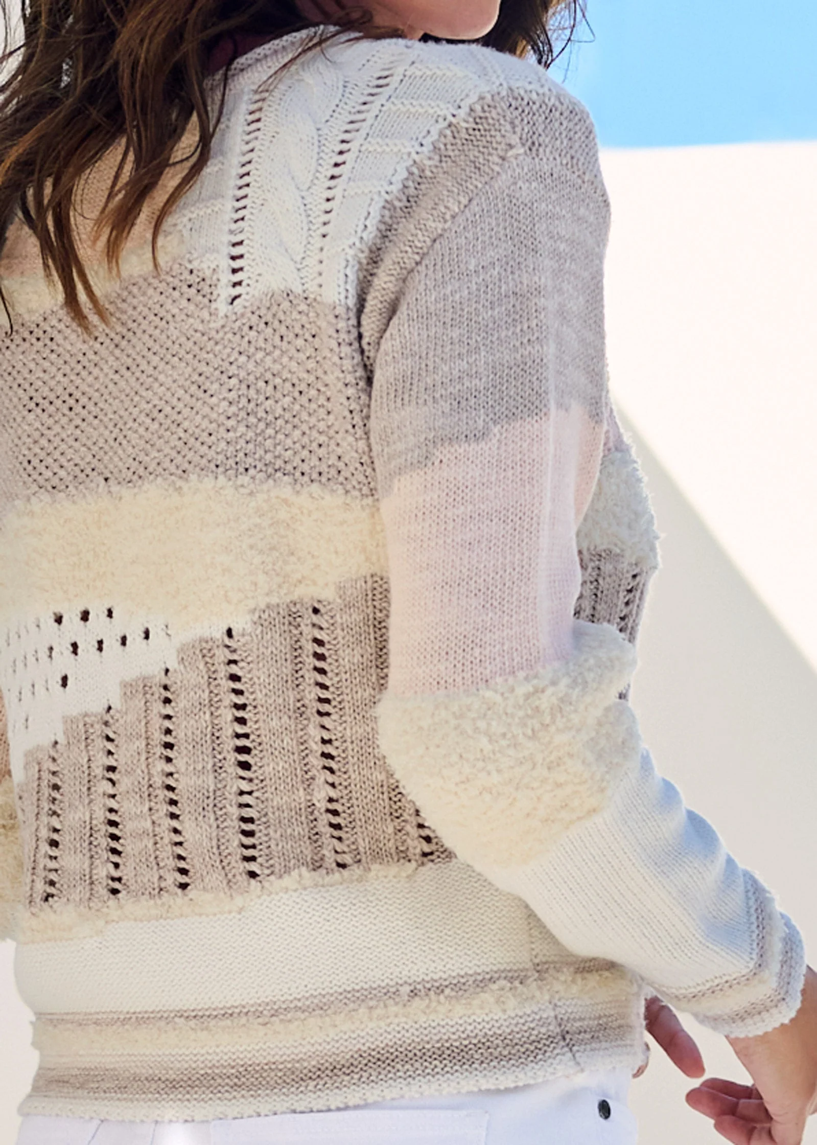 Textured Pullover Sweater - Cream - Image 4