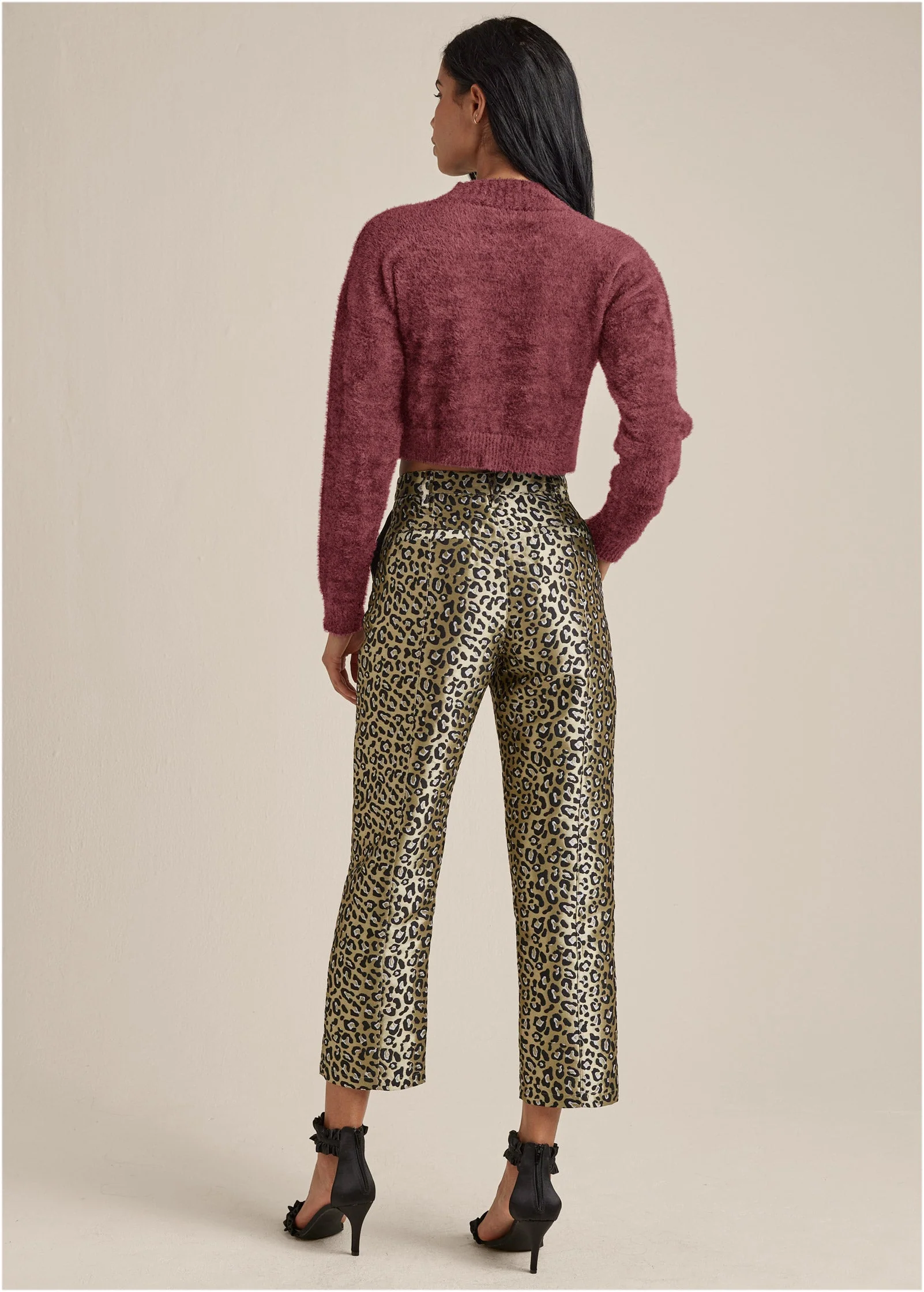 Eyelash Mock Neck Sweater - Burgundy - Image 3