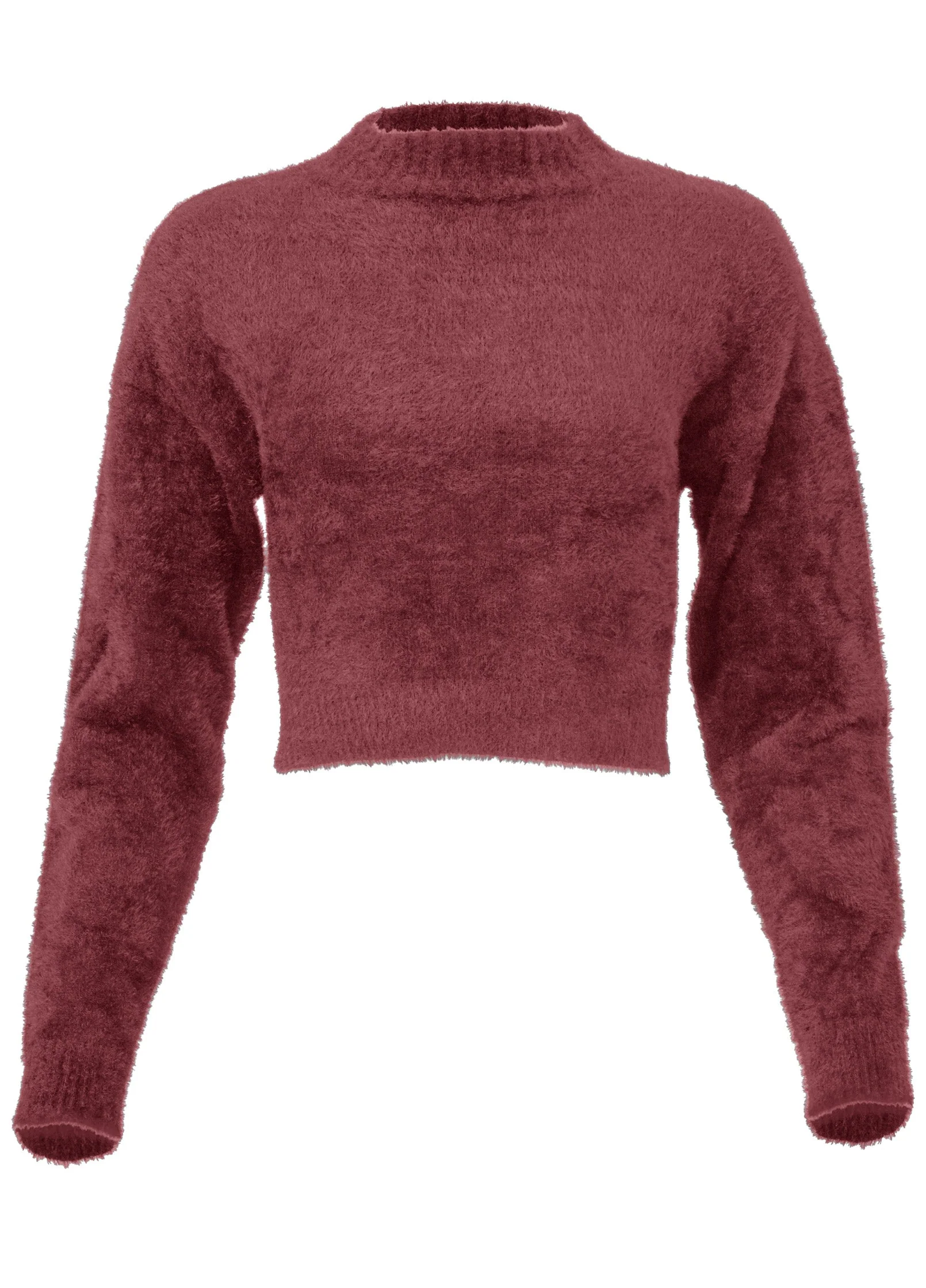 Eyelash Mock Neck Sweater - Burgundy - Image 4