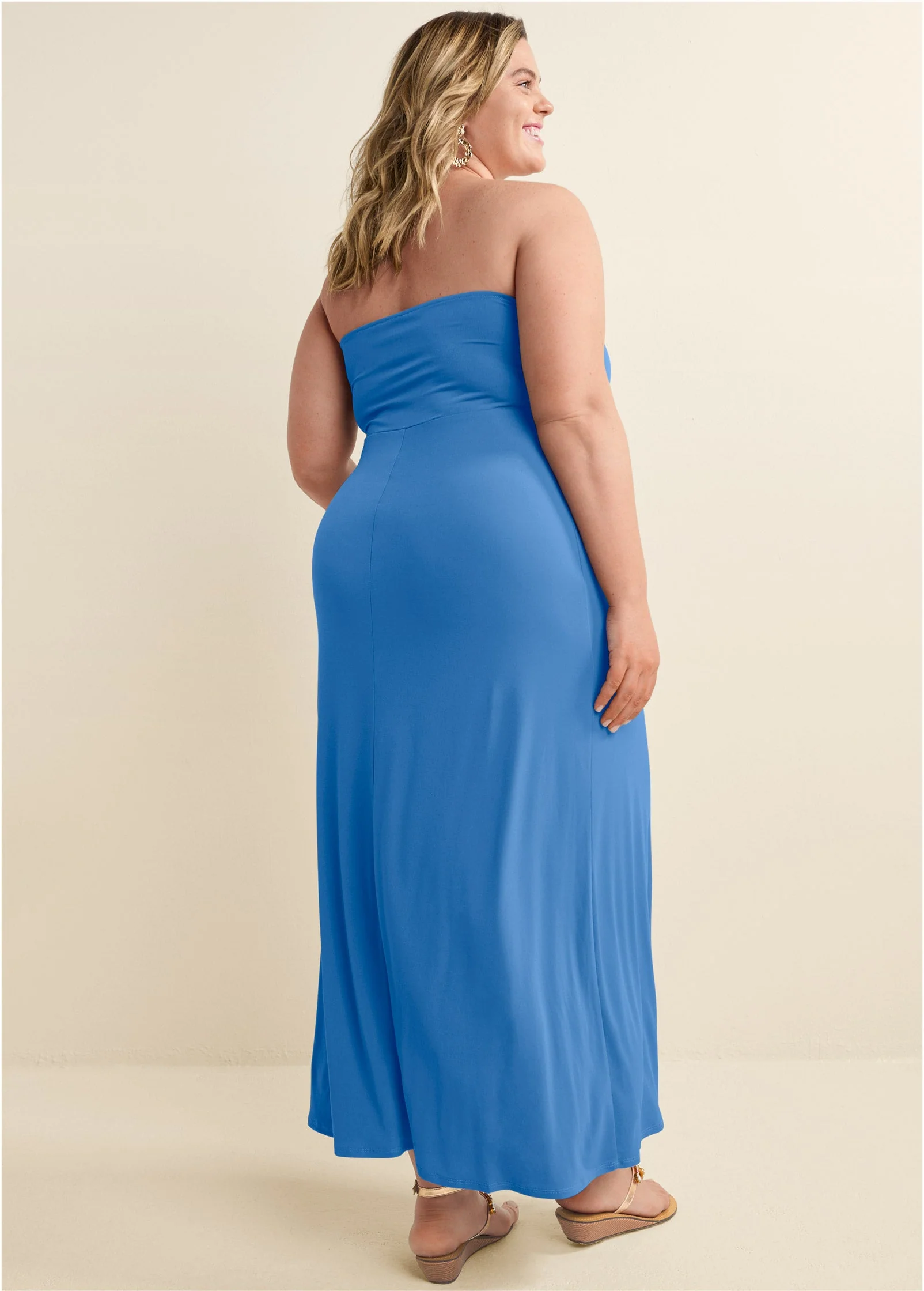 Convertible Strapless Dress - Blue - Image 7