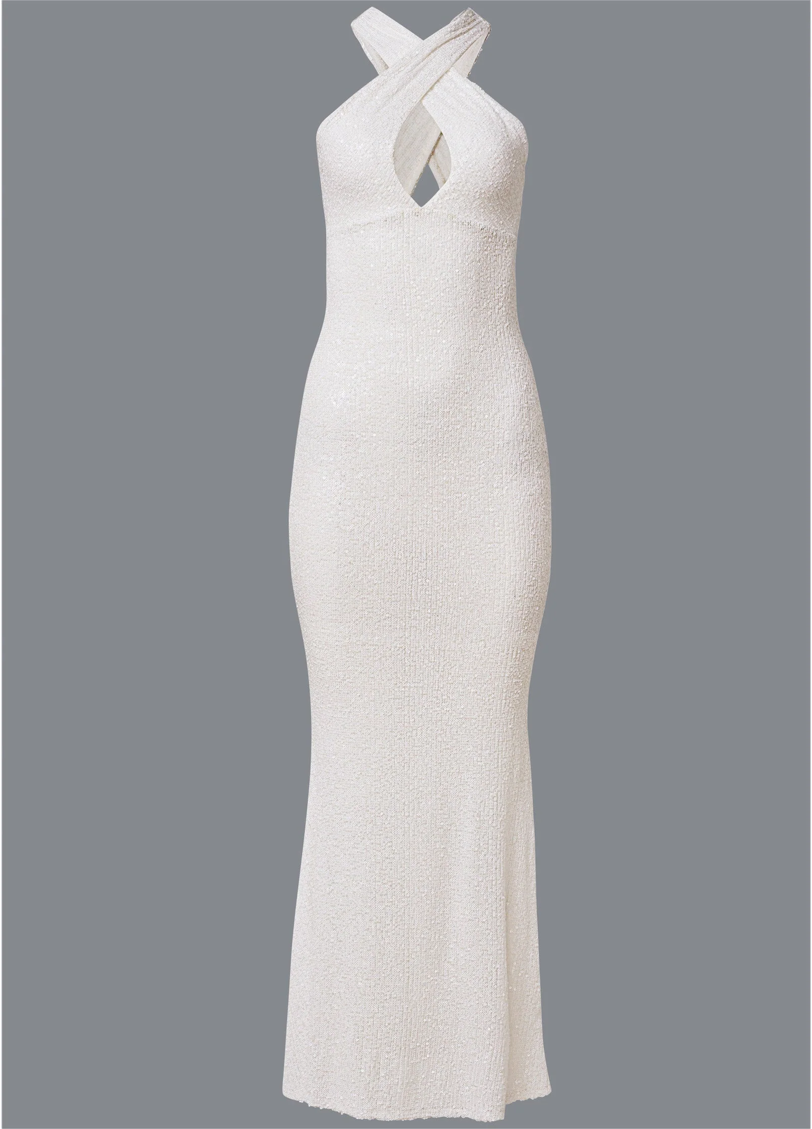 Sequin Keyhole Gown  - White - Image 5