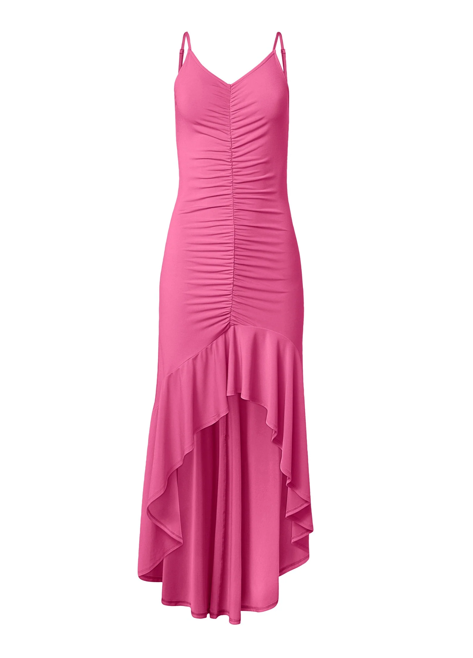 High-Low Ruffle Dress - Pink - Image 5
