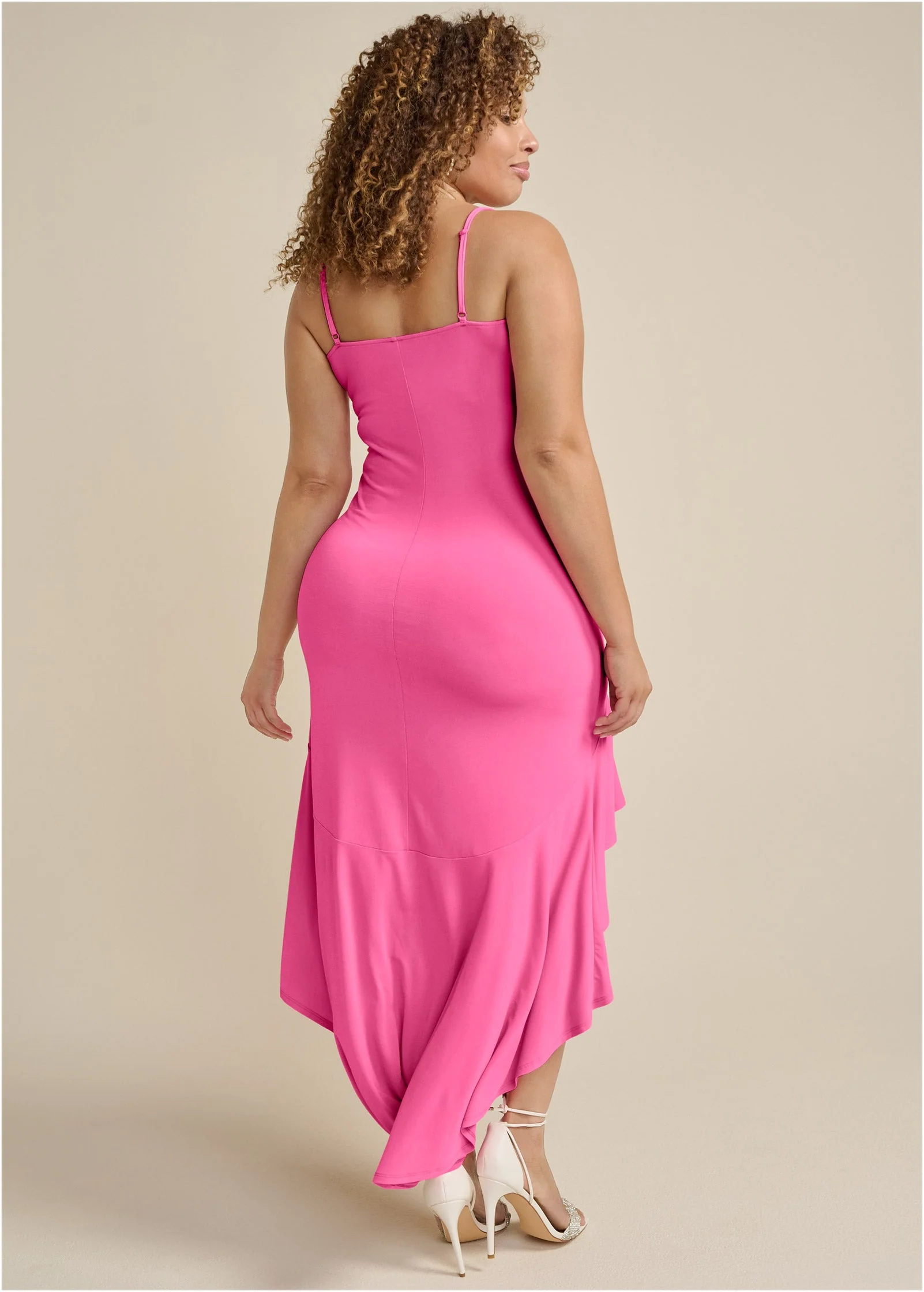 High-Low Ruffle Dress - Pink - Image 7