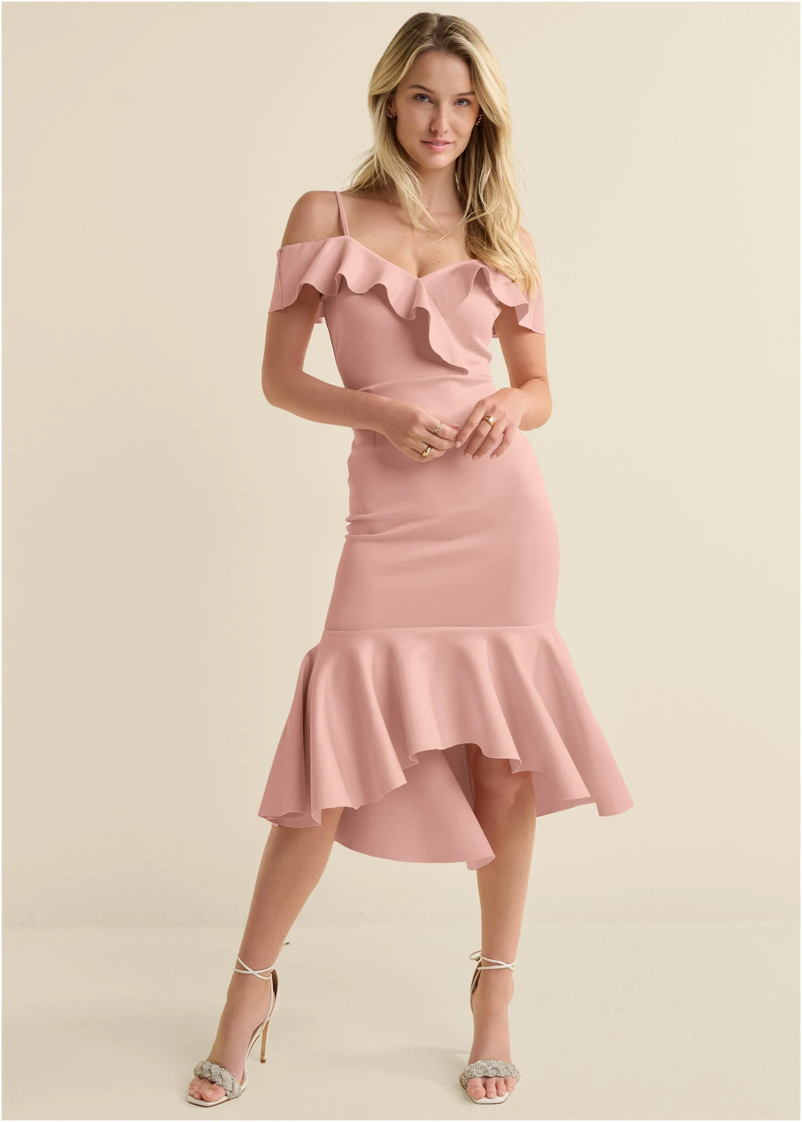 Ruffle Midi Dress - Blush