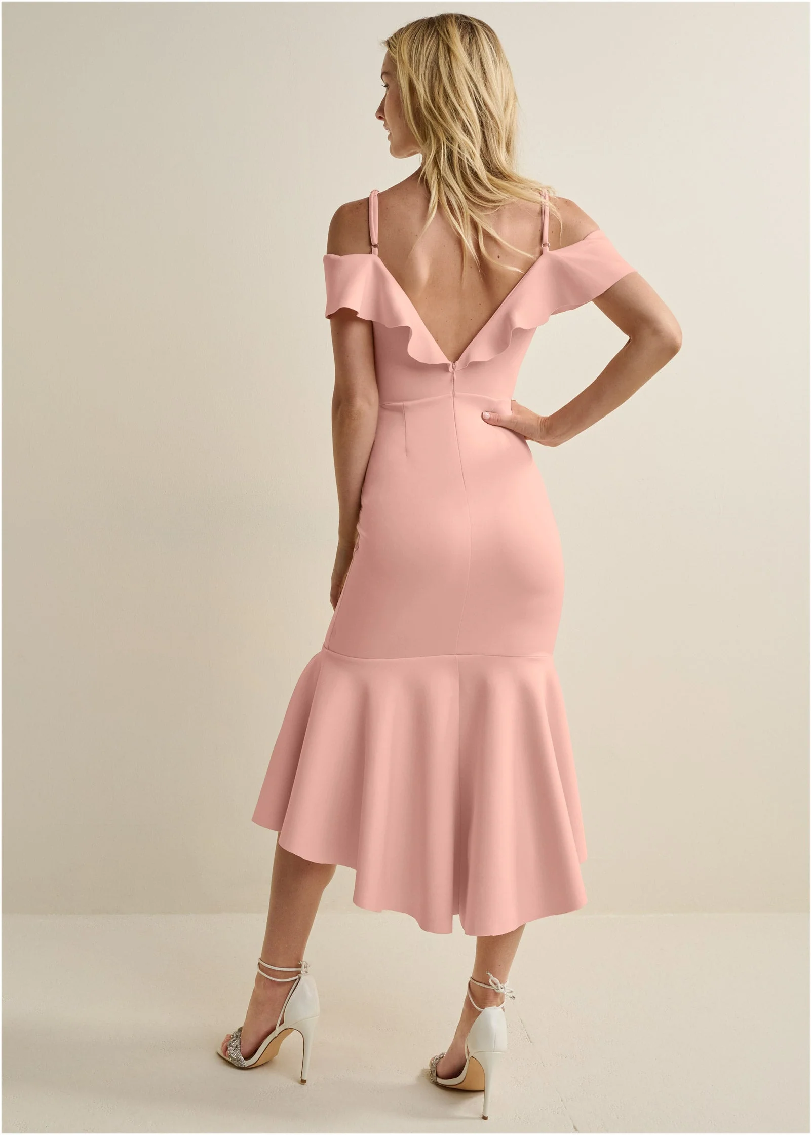 Ruffle Midi Dress - Blush - Image 2