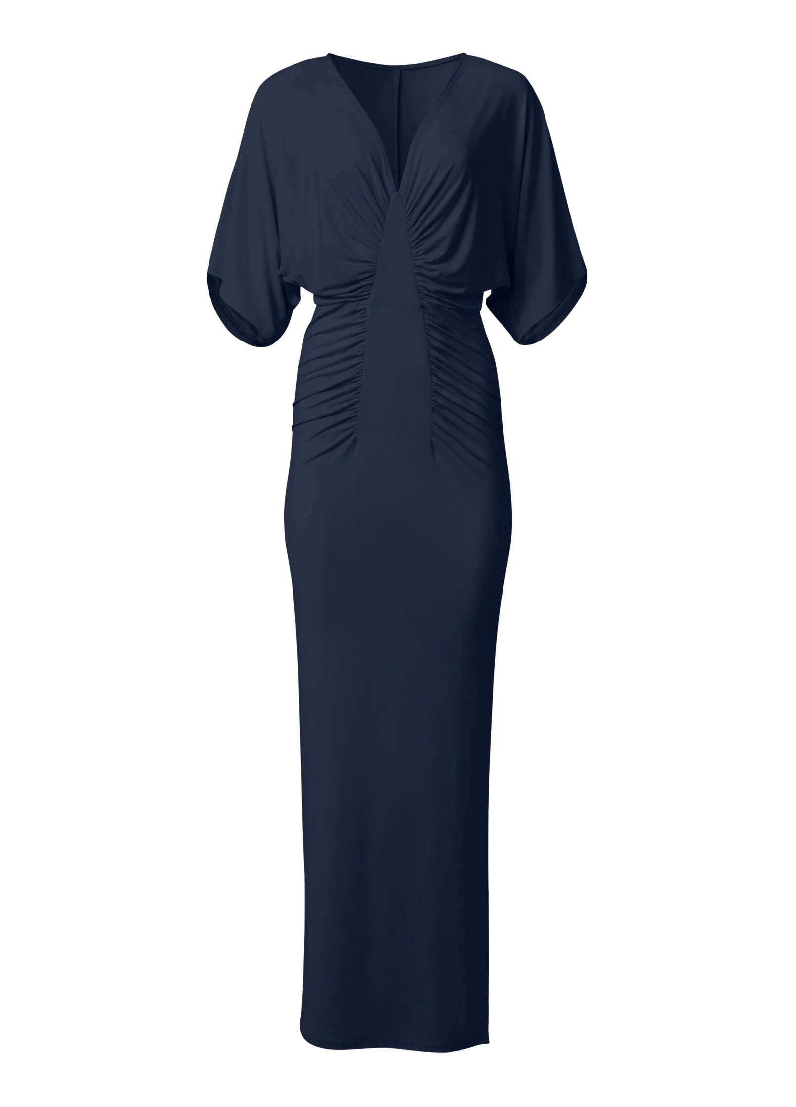 Drape Sleeve Maxi Dress - Navy - Image 3