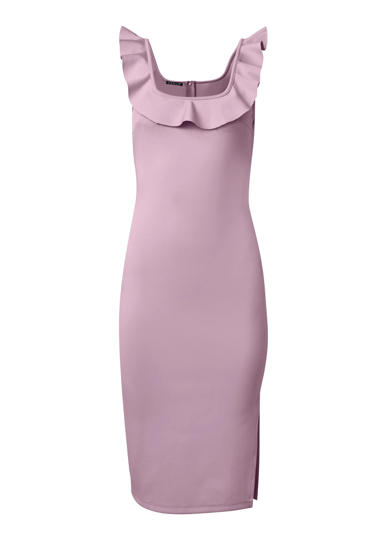 Ruffle Neck Midi Dress - Light Purple - Image 5