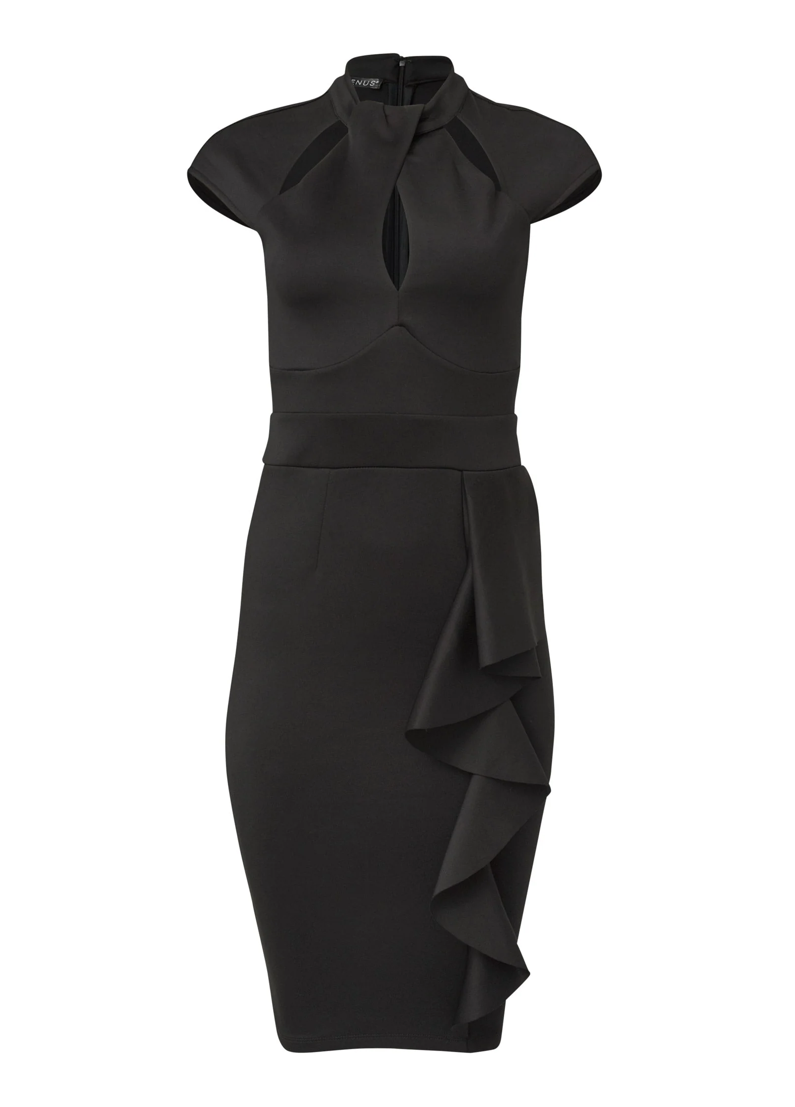 Cutout Ruffle Dress - Black - Image 5