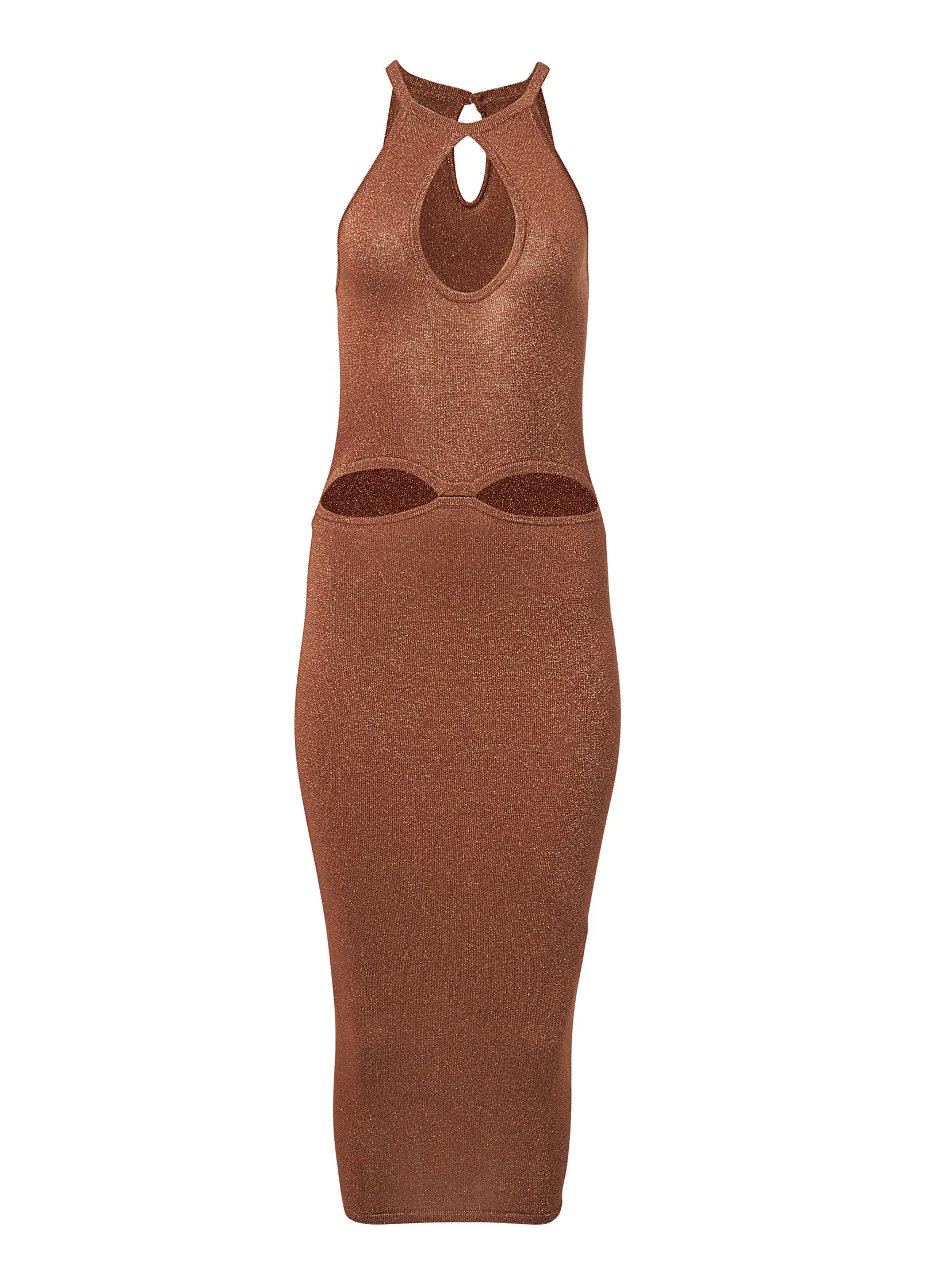 Shimmer Midi Sweater Dress - Brown - Image 5