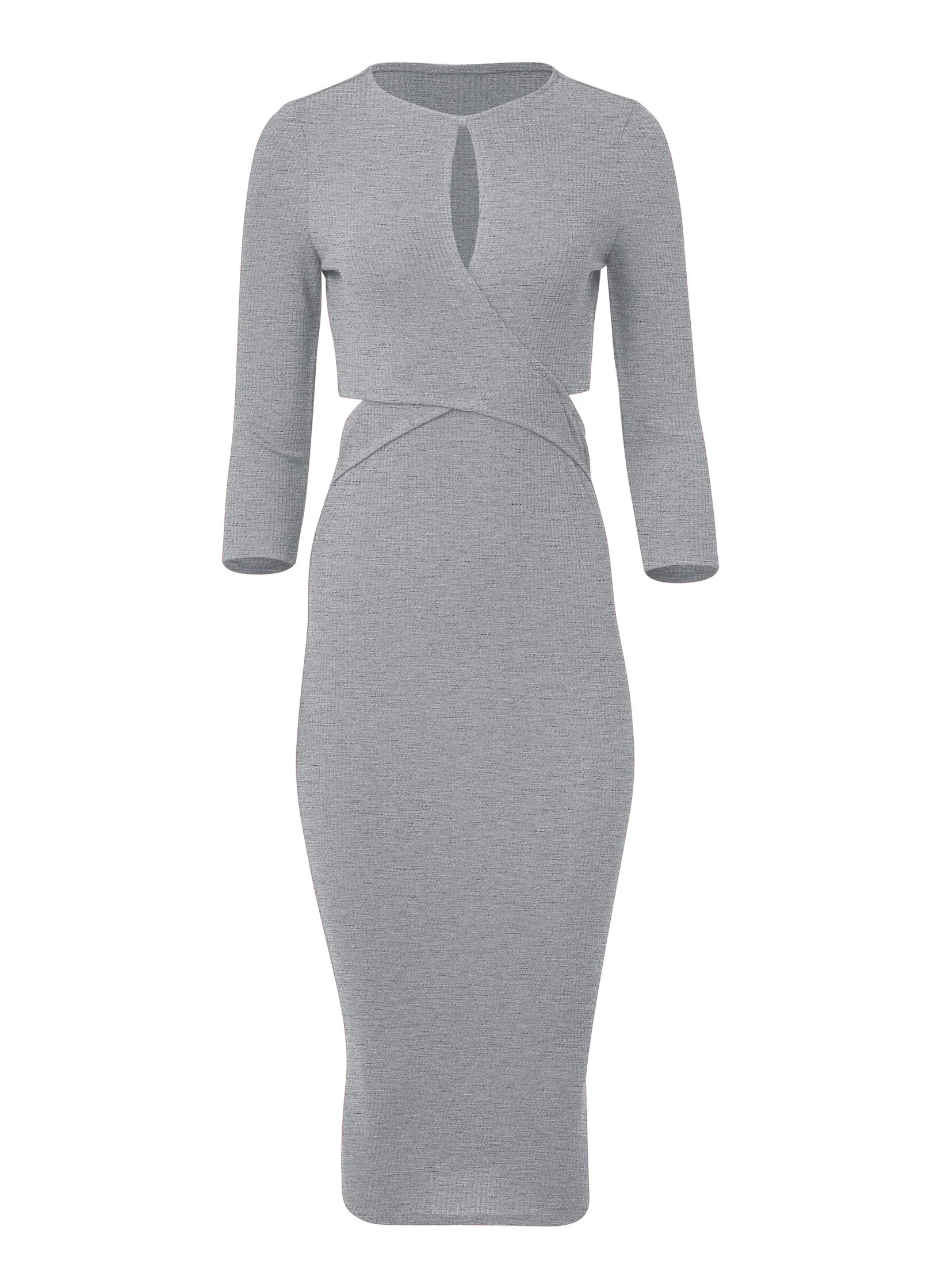 Cutout Ribbed Midi Dress - Heather Grey - Image 5