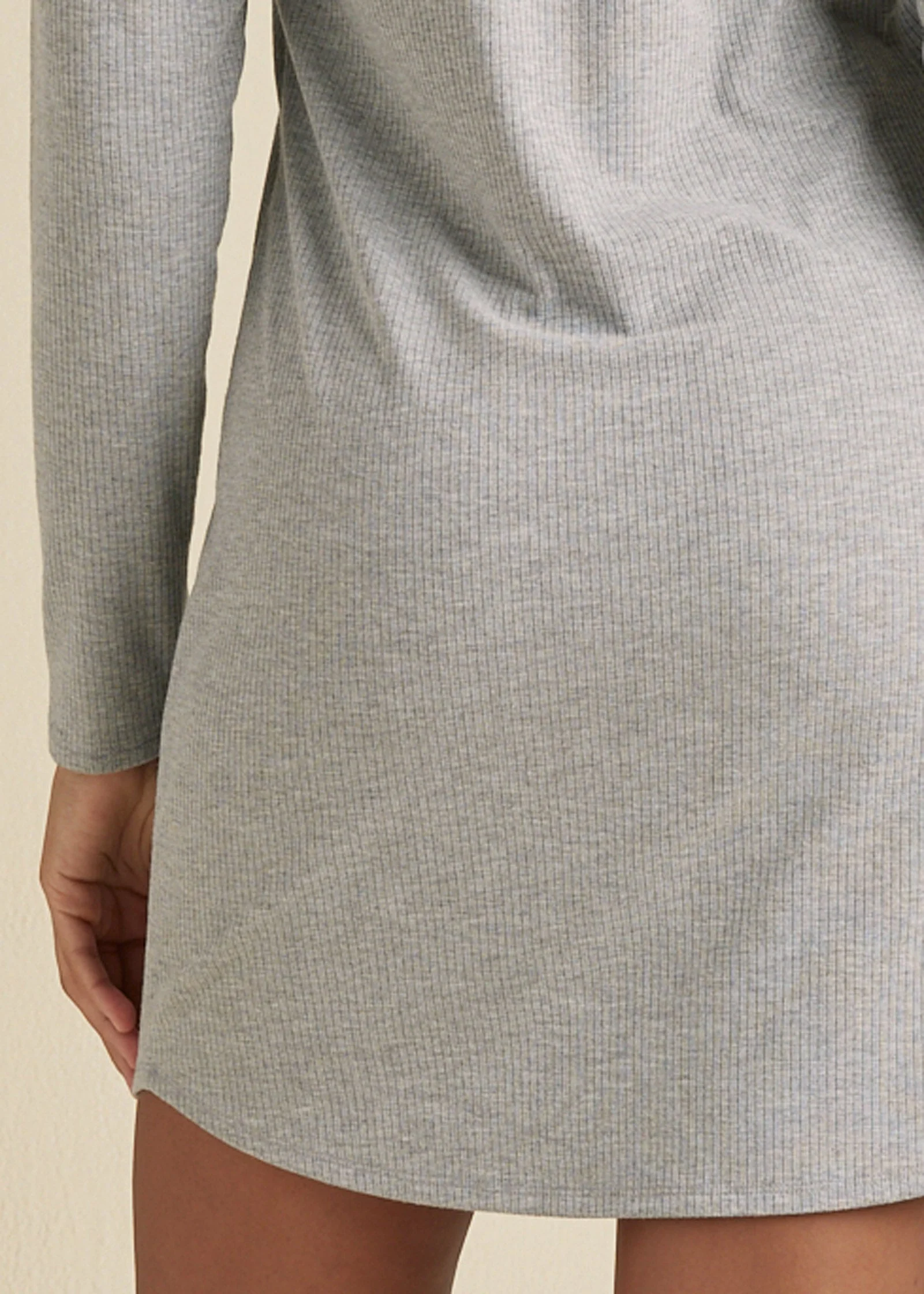 Ribbed T-Shirt Dress - Heather Grey - Image 5