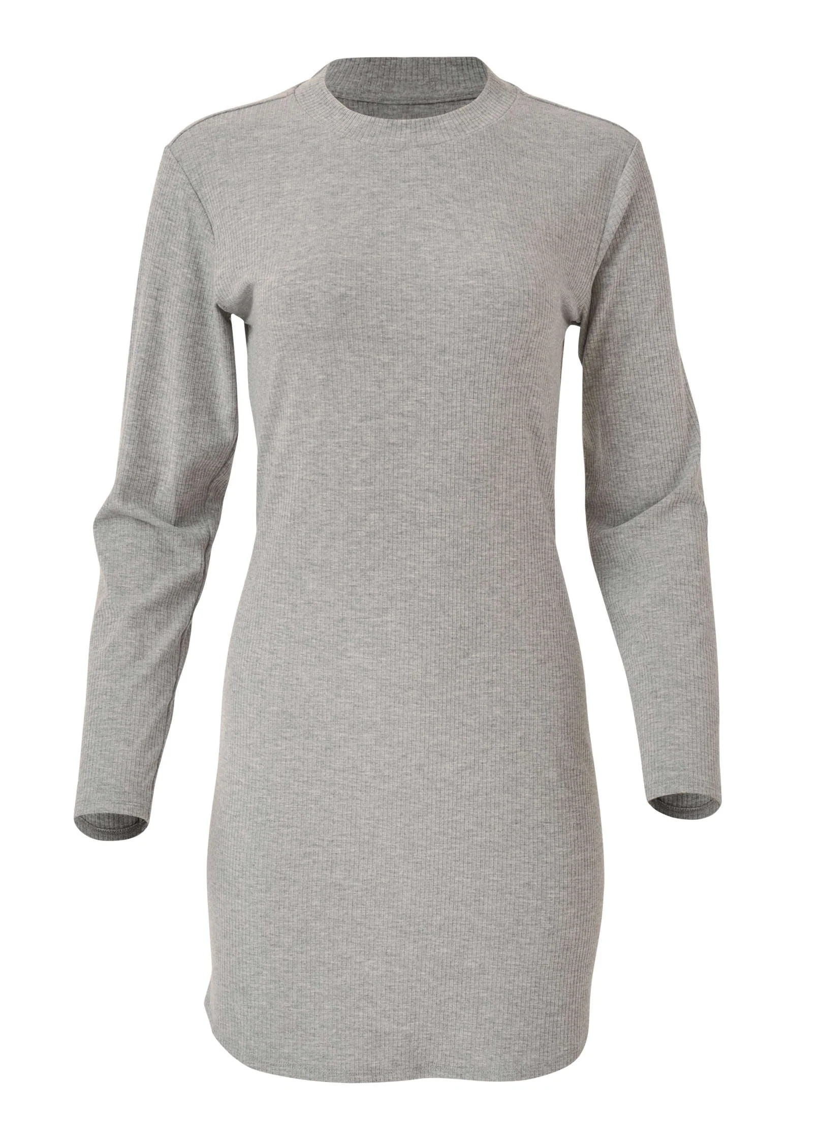Ribbed T-Shirt Dress - Heather Grey - Image 6