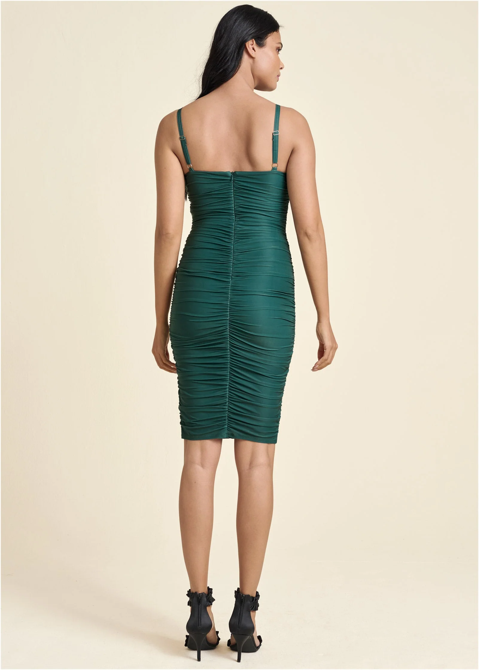 Ruched Mini Dress - Green - Image 2