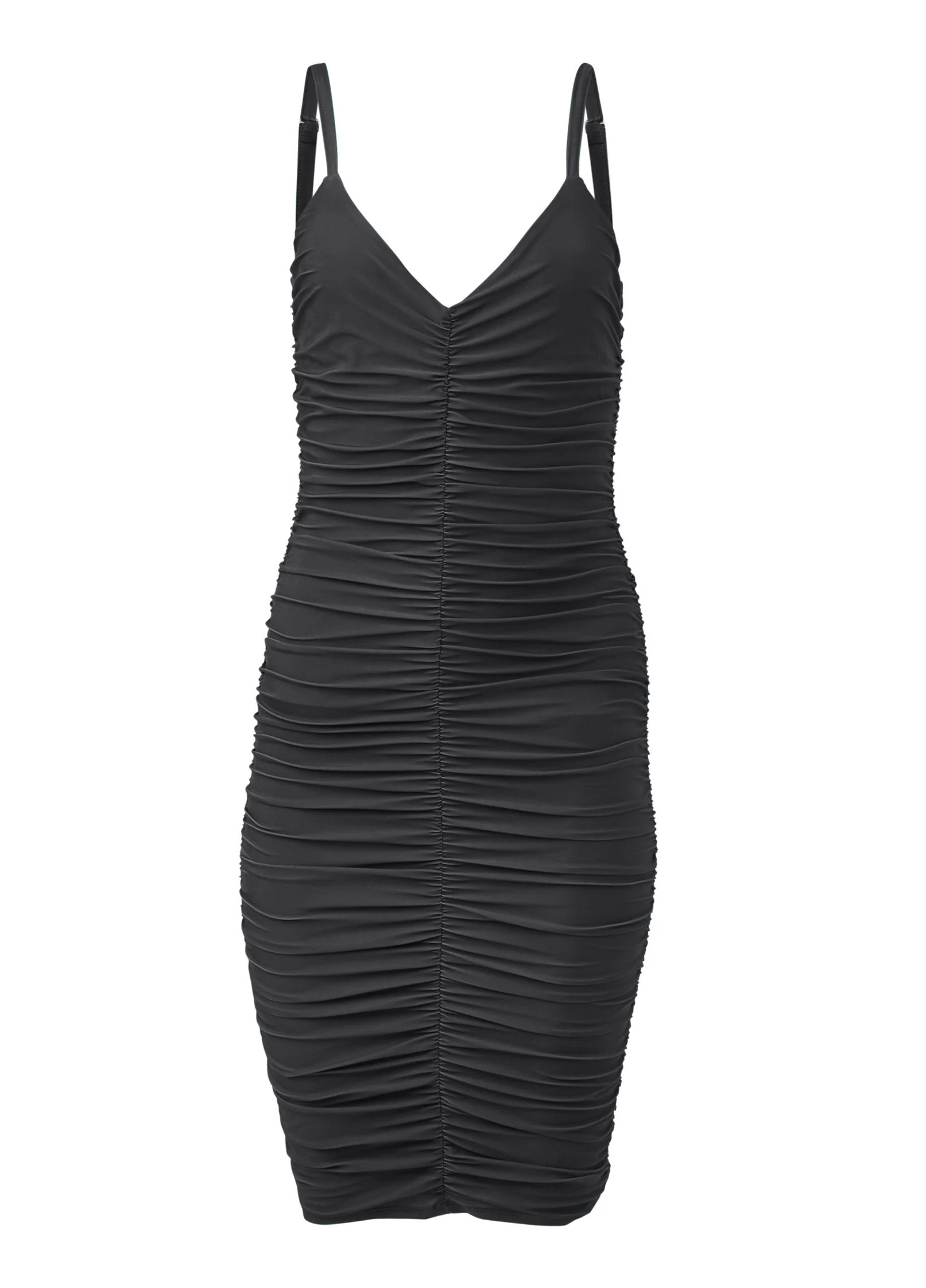 Ruched Mini Dress - Jet Black - Image 5