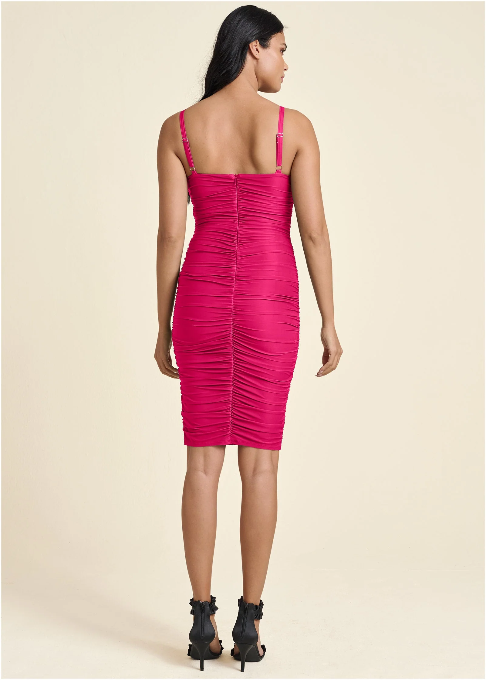 Ruched Mini Dress - Fuchsia - Image 2
