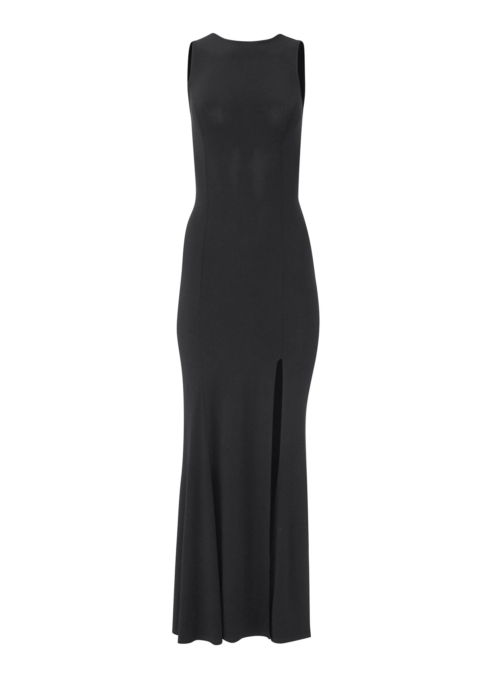 Open Back Slit Maxi Dress - Black - Image 3