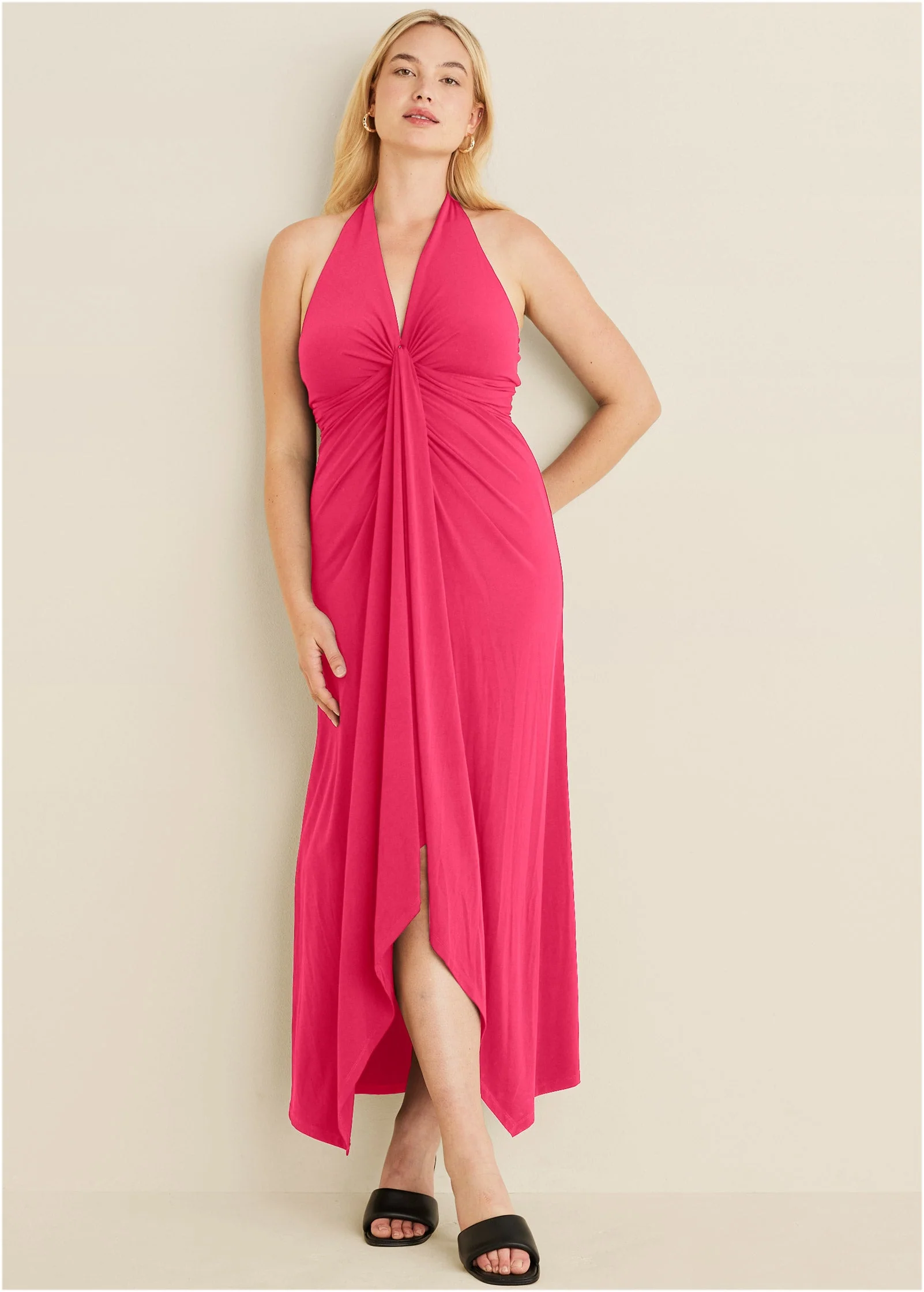 Plunging Knot Maxi Dress - Azalea - Image 6