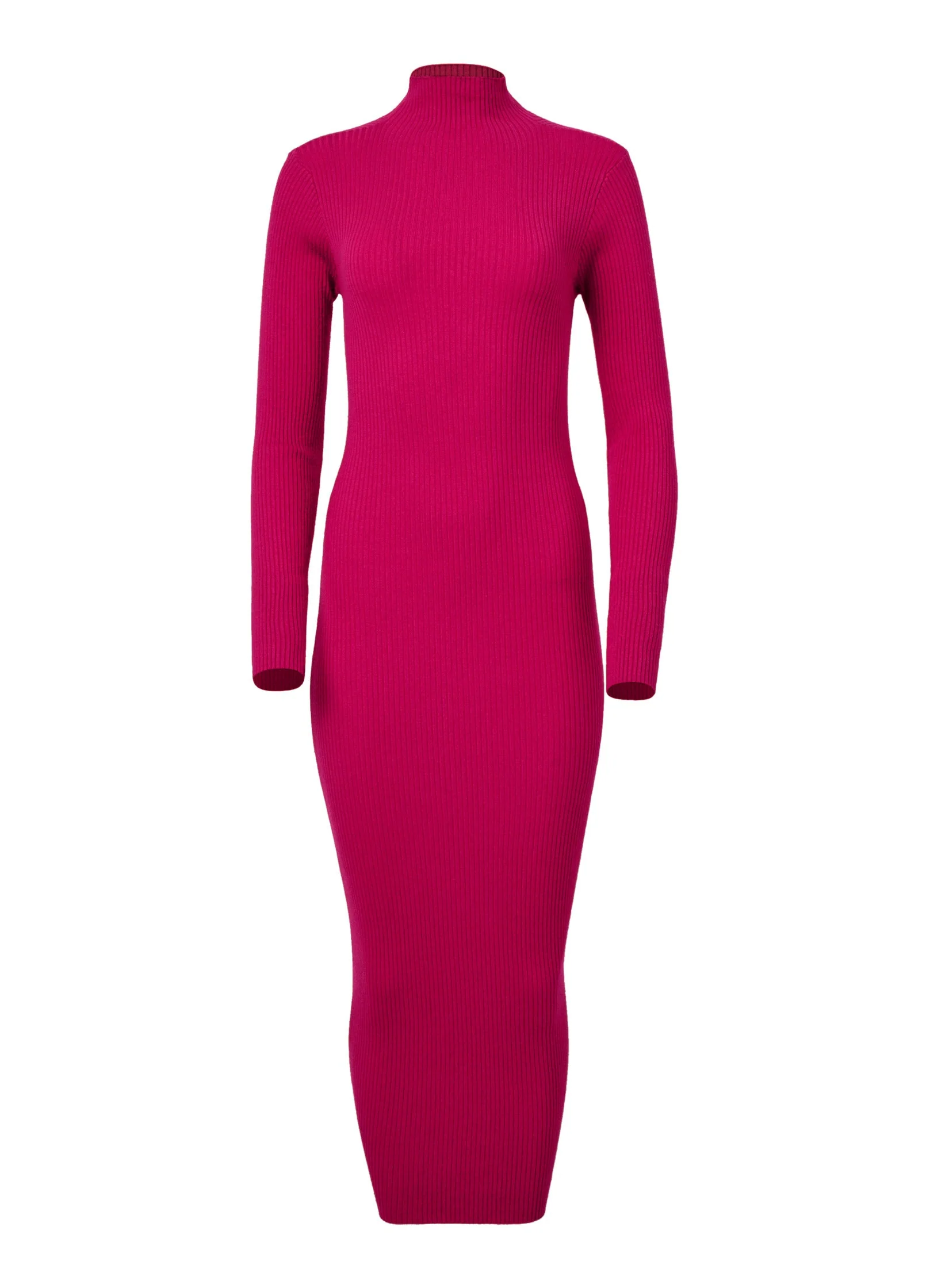 Mock Neck Sweater Dress - Fuchsia - Image 5