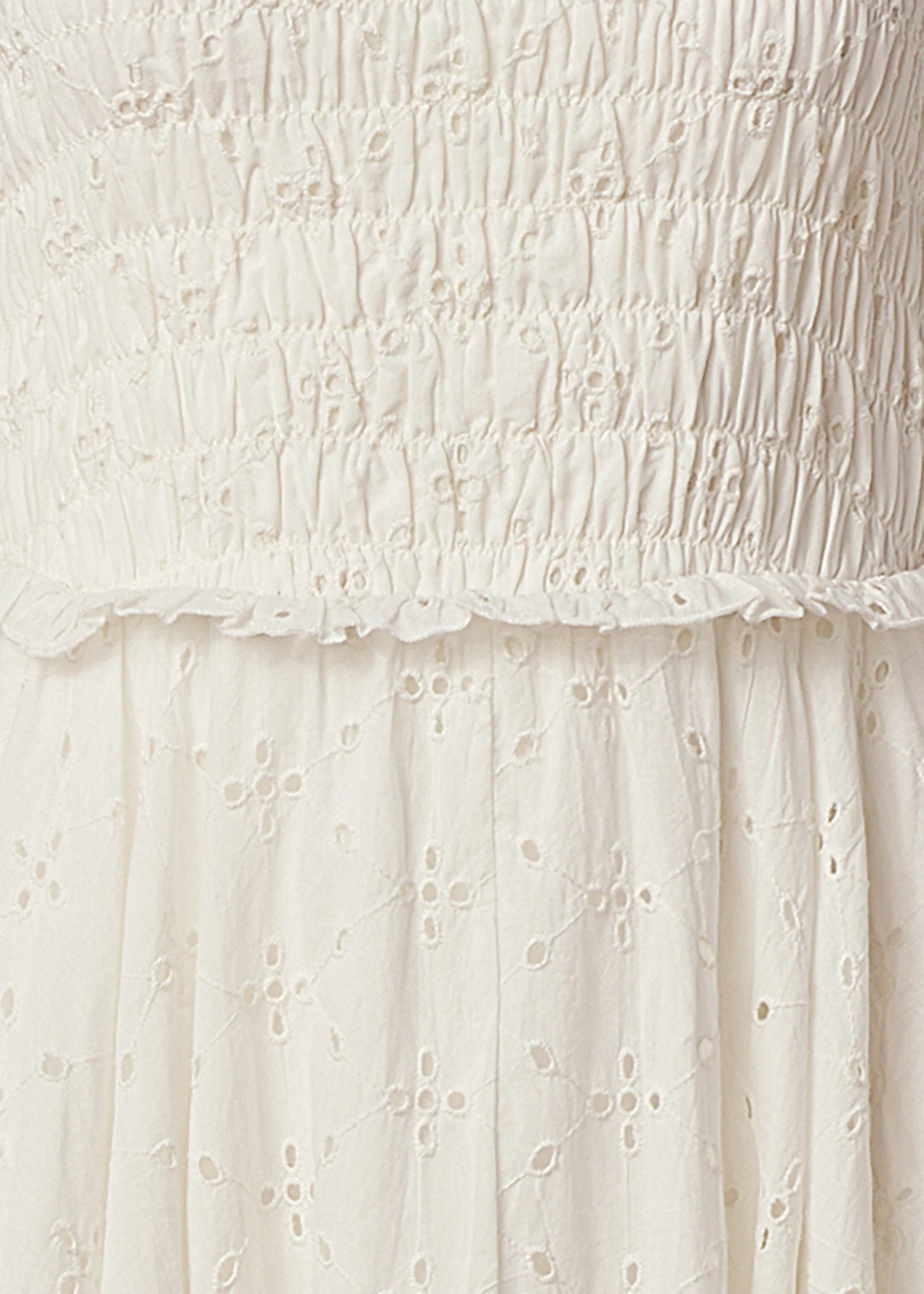 Smocked Top Eyelet Dress - Cloud Dancer - Image 4