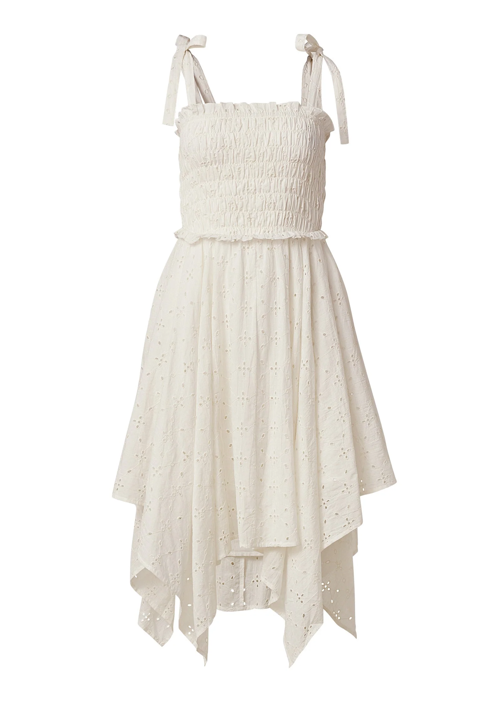 Smocked Top Eyelet Dress - Cloud Dancer - Image 6