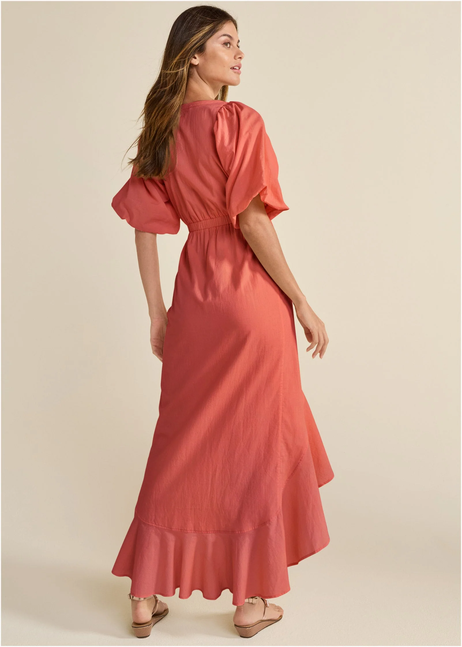 Ruffle Wrap Maxi Dress - Burnt Orange - Image 2
