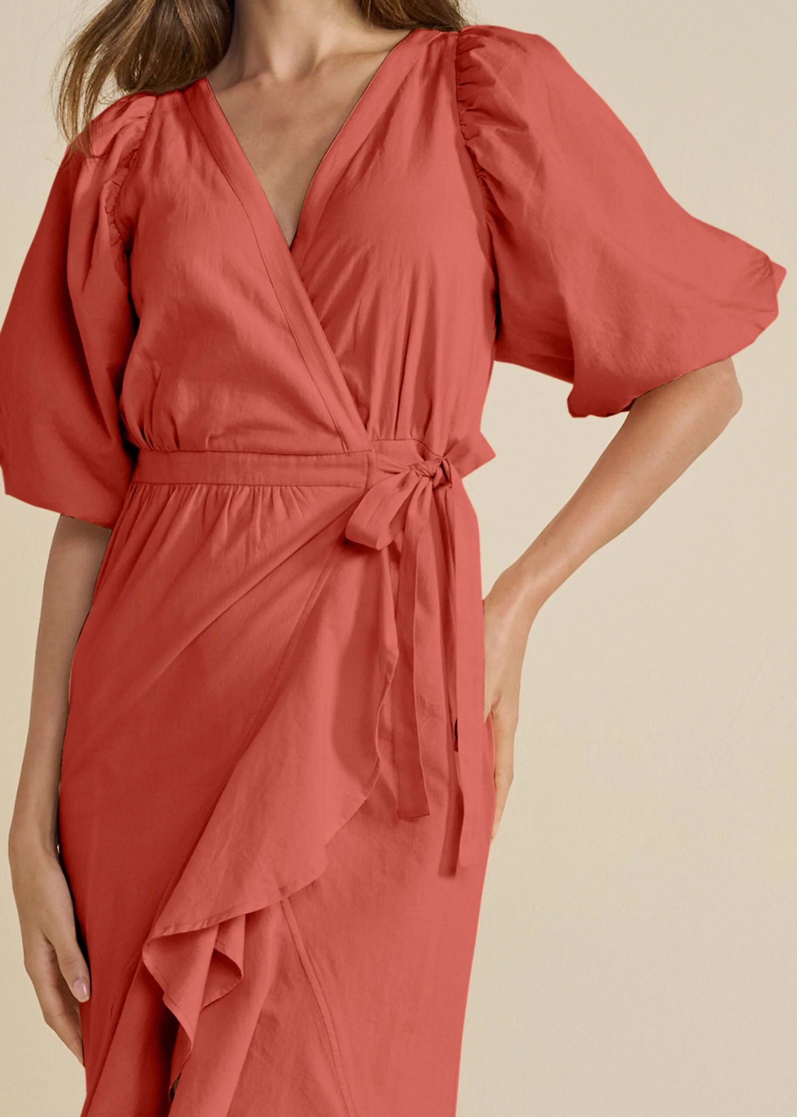 Ruffle Wrap Maxi Dress - Burnt Orange - Image 3