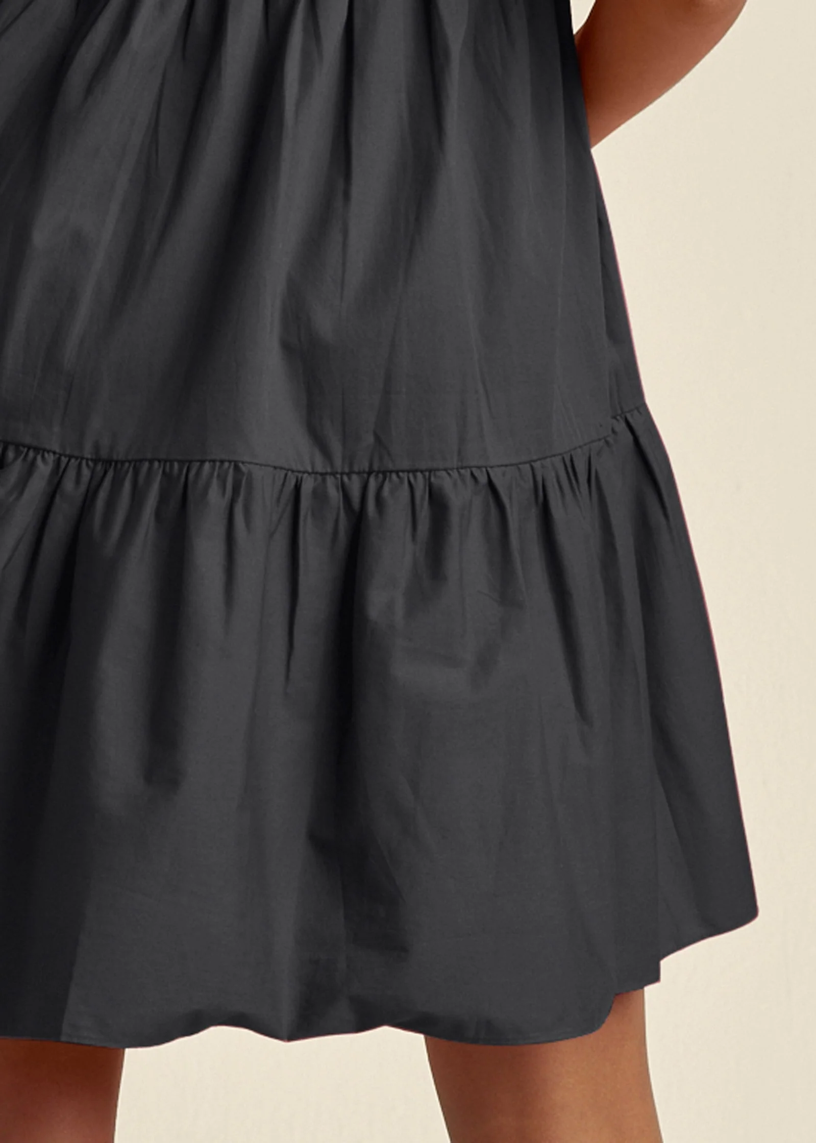 Puff Sleeve Mini Dress - Jet Black - Image 5