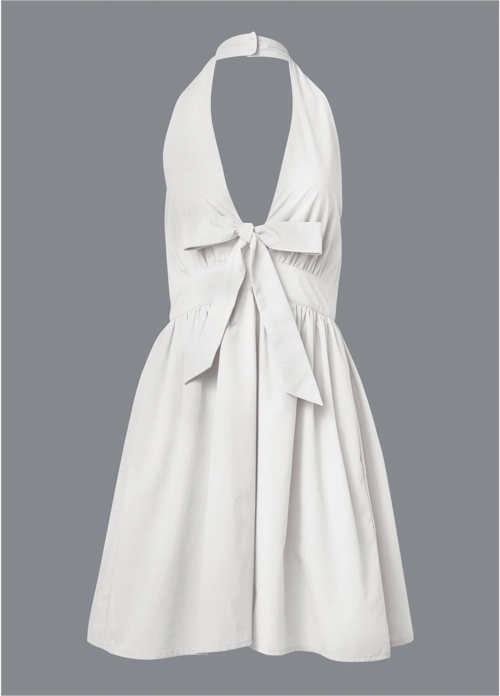 Tie-Front Halter Mini Dress - White - Image 6