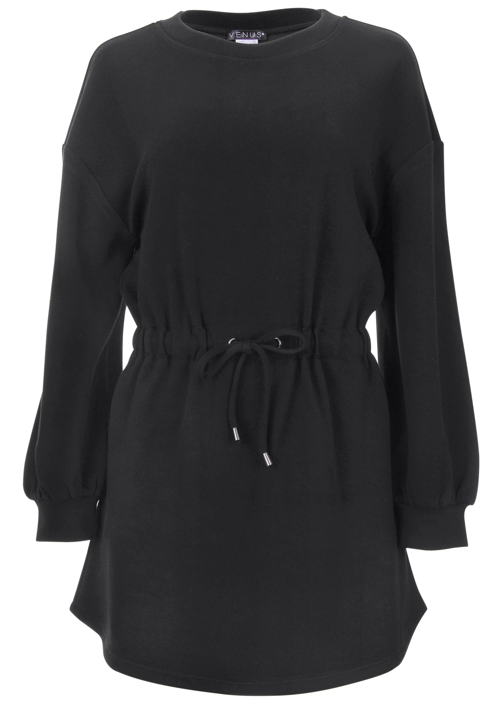 Double Knit Sleeved Dress - Jet Black - Image 4