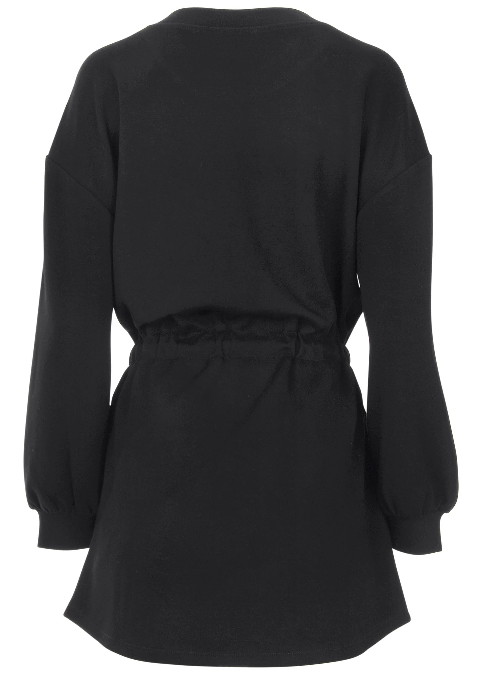 Double Knit Sleeved Dress - Jet Black - Image 5
