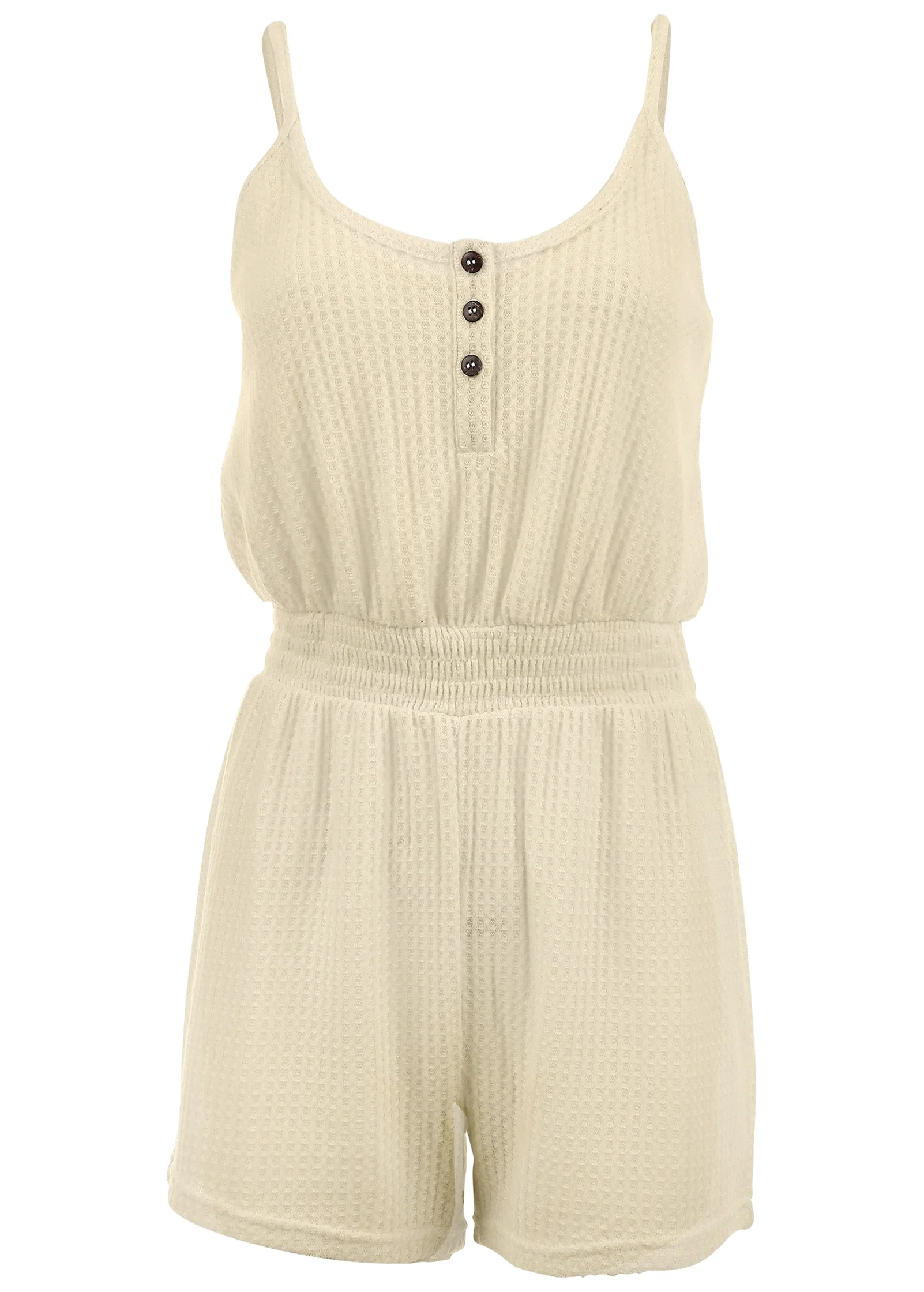 Cozy Waffle Romper - Oatmeal - Image 4