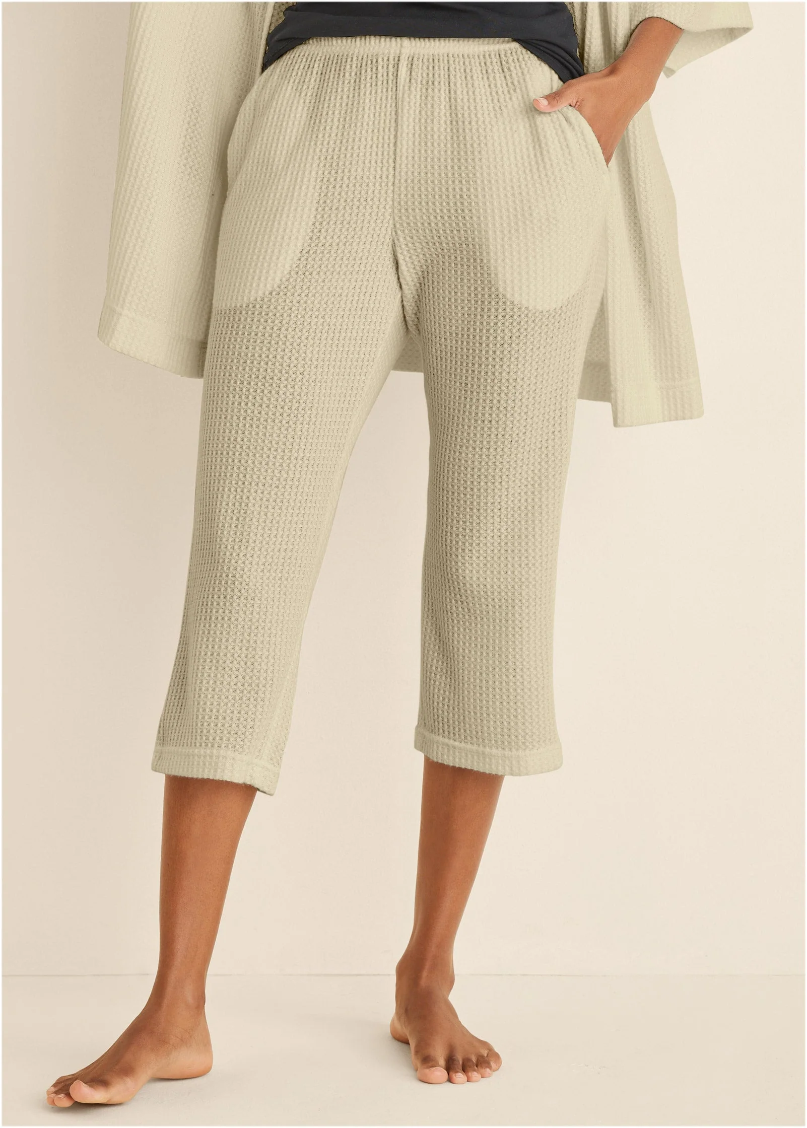 Cozy Waffle Crop Pant - Oatmeal - Image 3