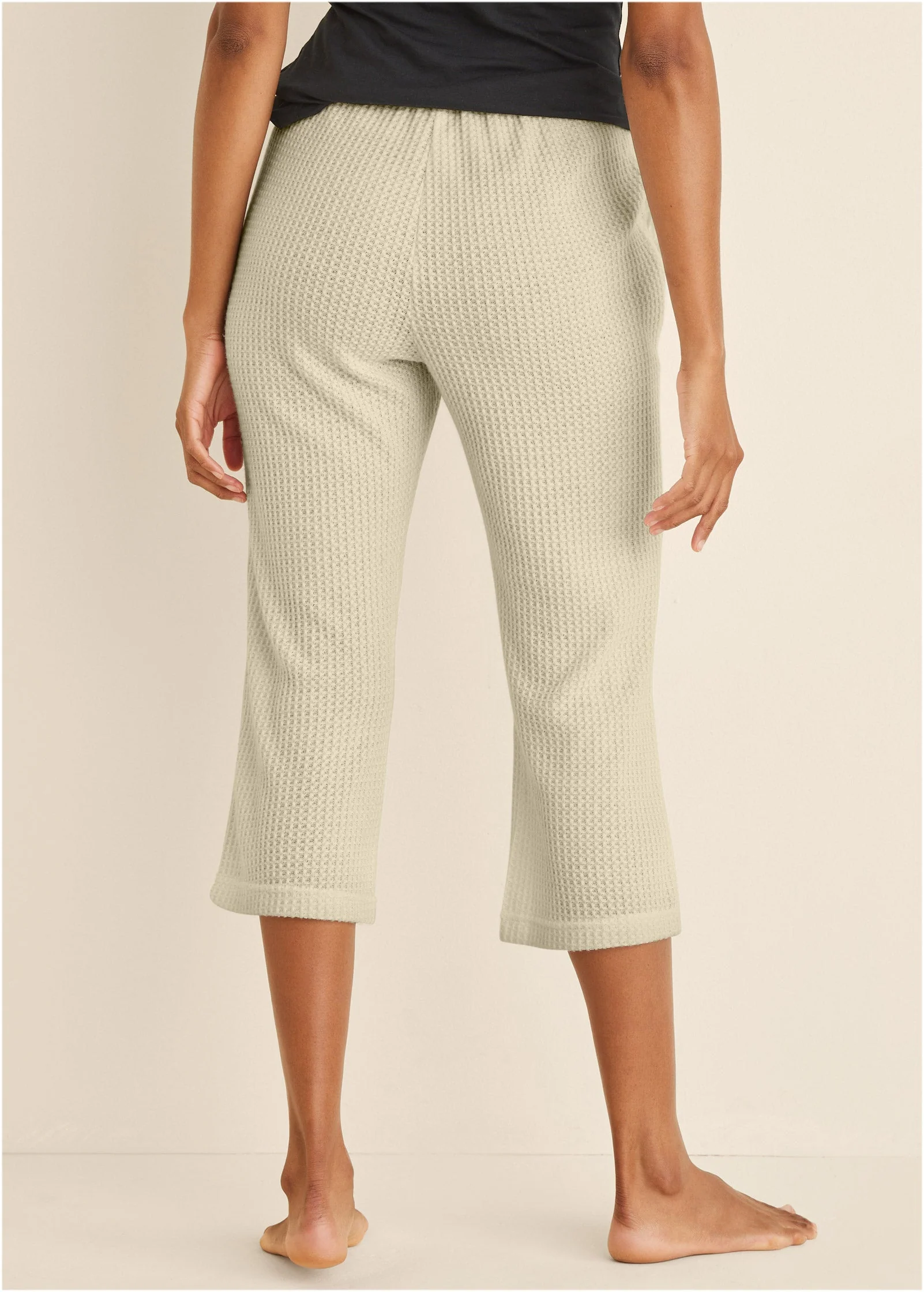 Cozy Waffle Crop Pant - Oatmeal - Image 4