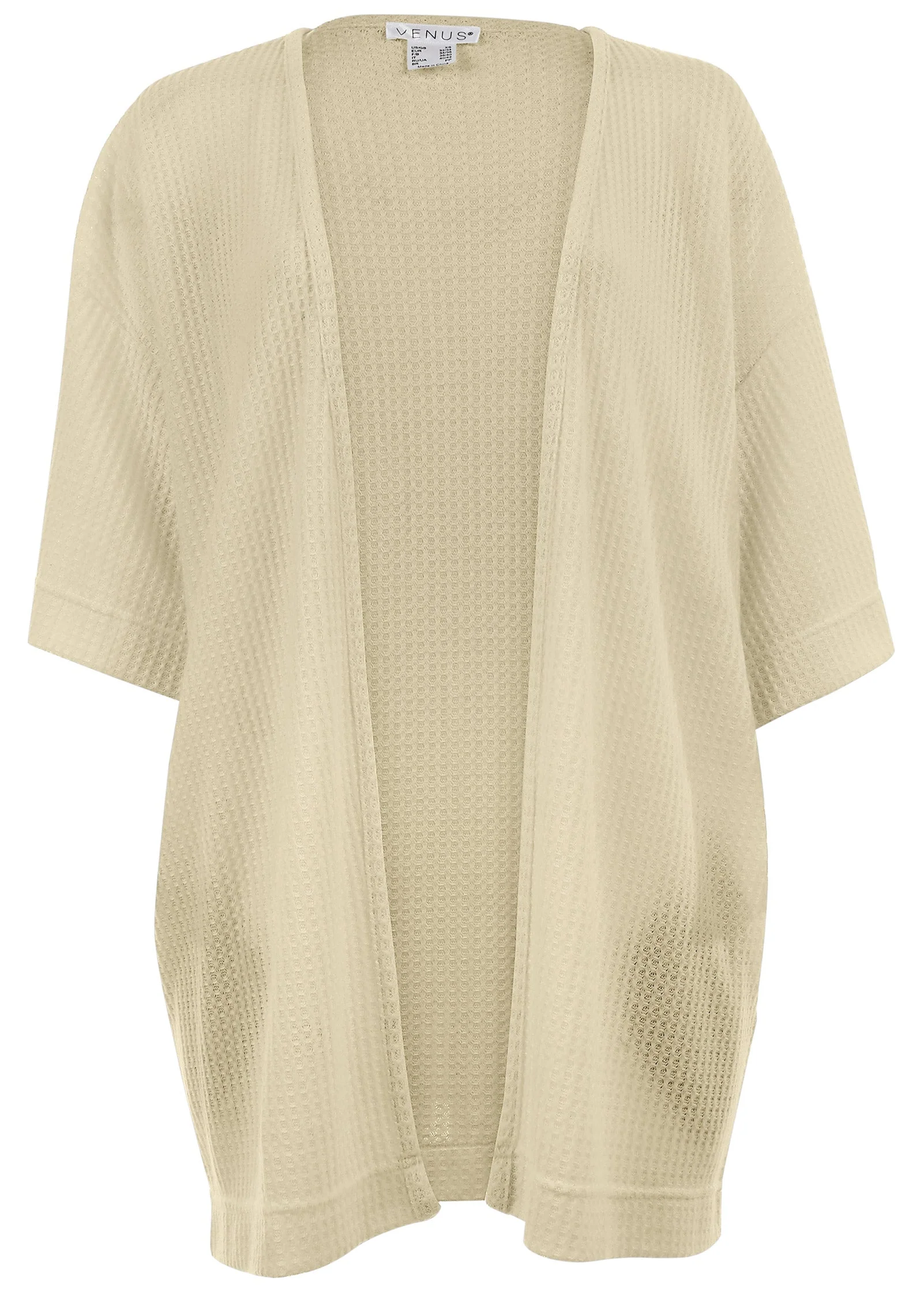 Cozy Waffle Knit Kimono - Oatmeal - Image 4