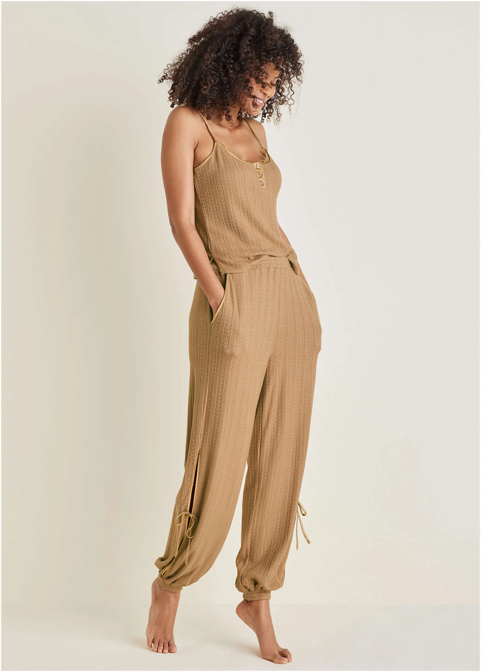 Brunch Knit Joggers - Camel - Image 2