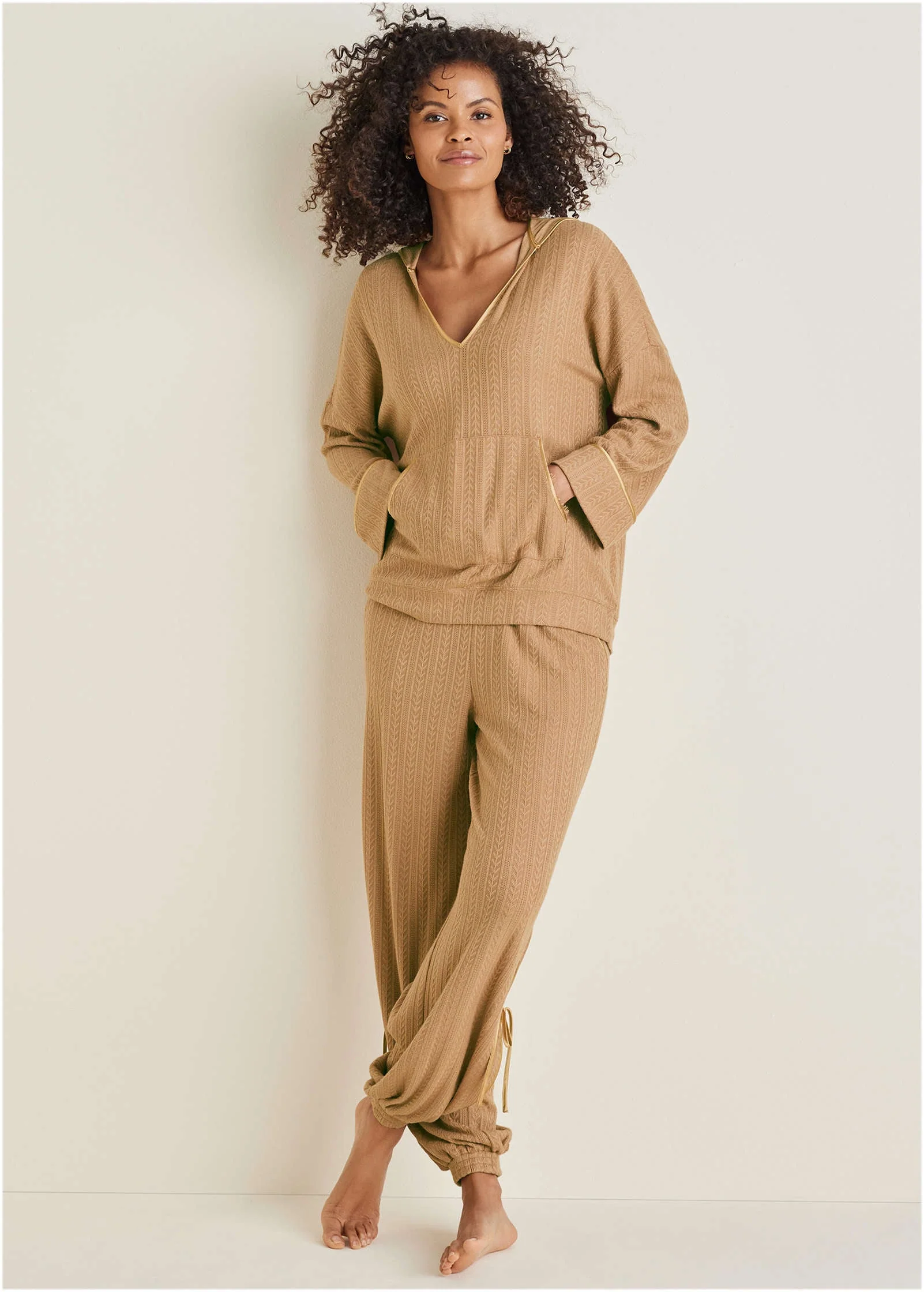 Brunch Knit Hoodie - Camel - Image 2