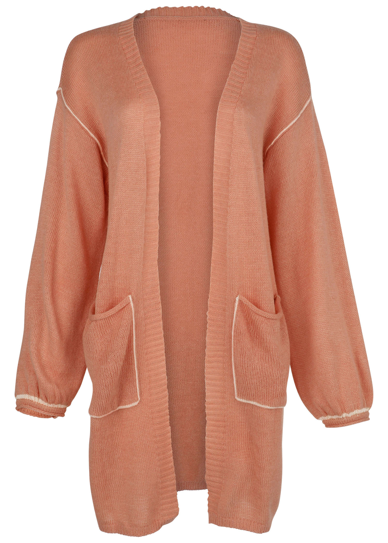 Contrast Stitch Cardigan - Dusty Rose - Image 5